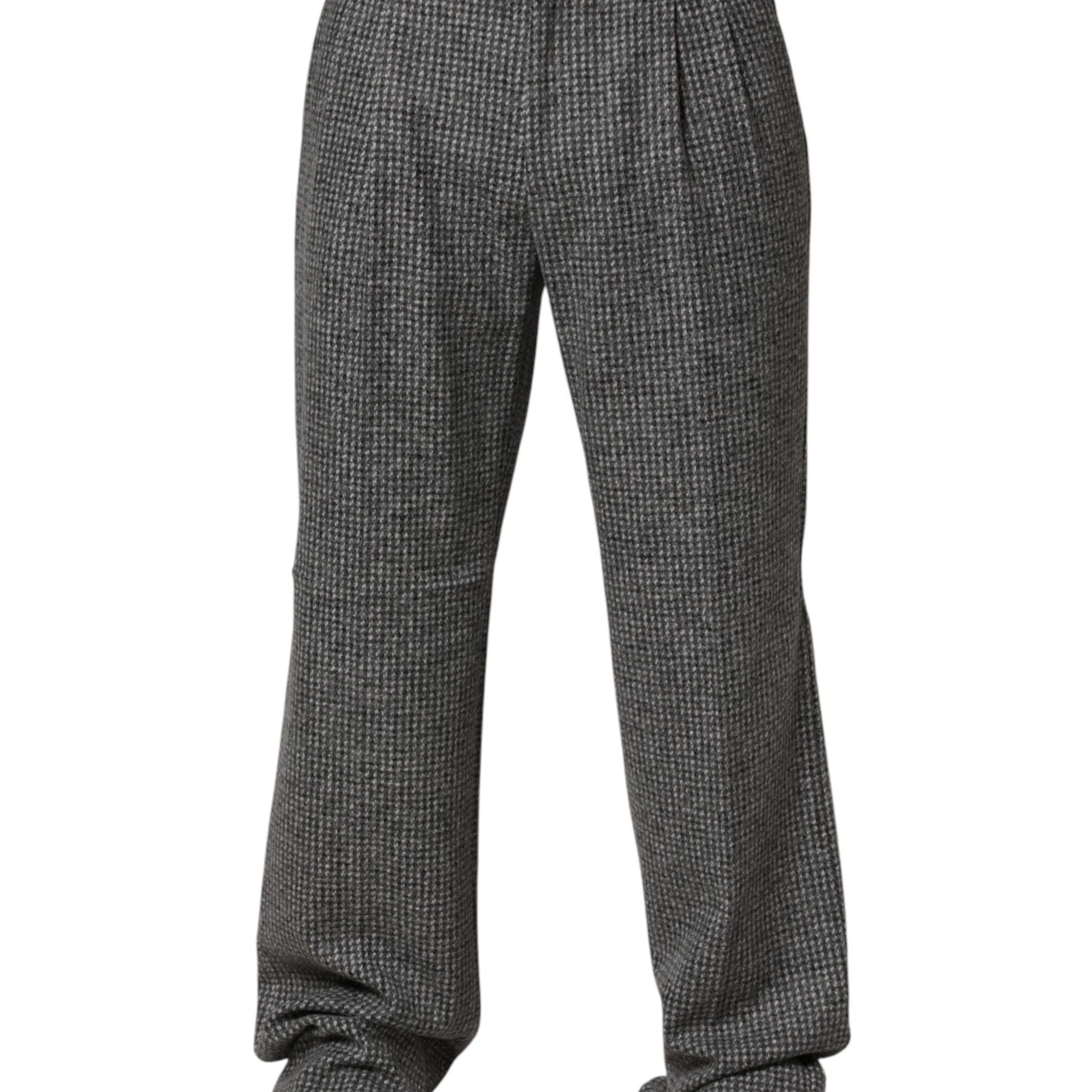 Dolce & Gabbana Gray Houndstooth Straight Dress Trouser Pants