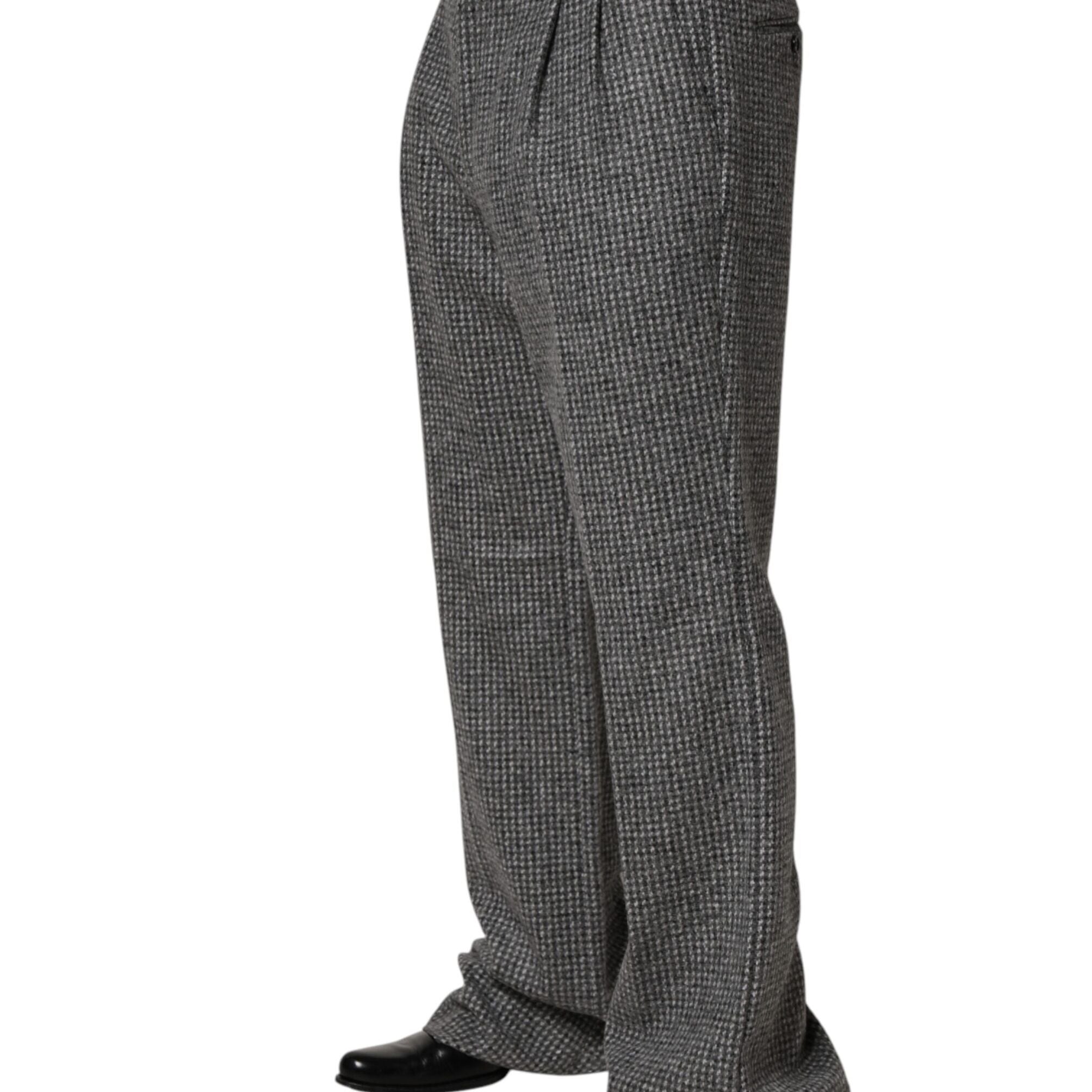 Dolce & Gabbana Gray Houndstooth Straight Dress Trouser Pants