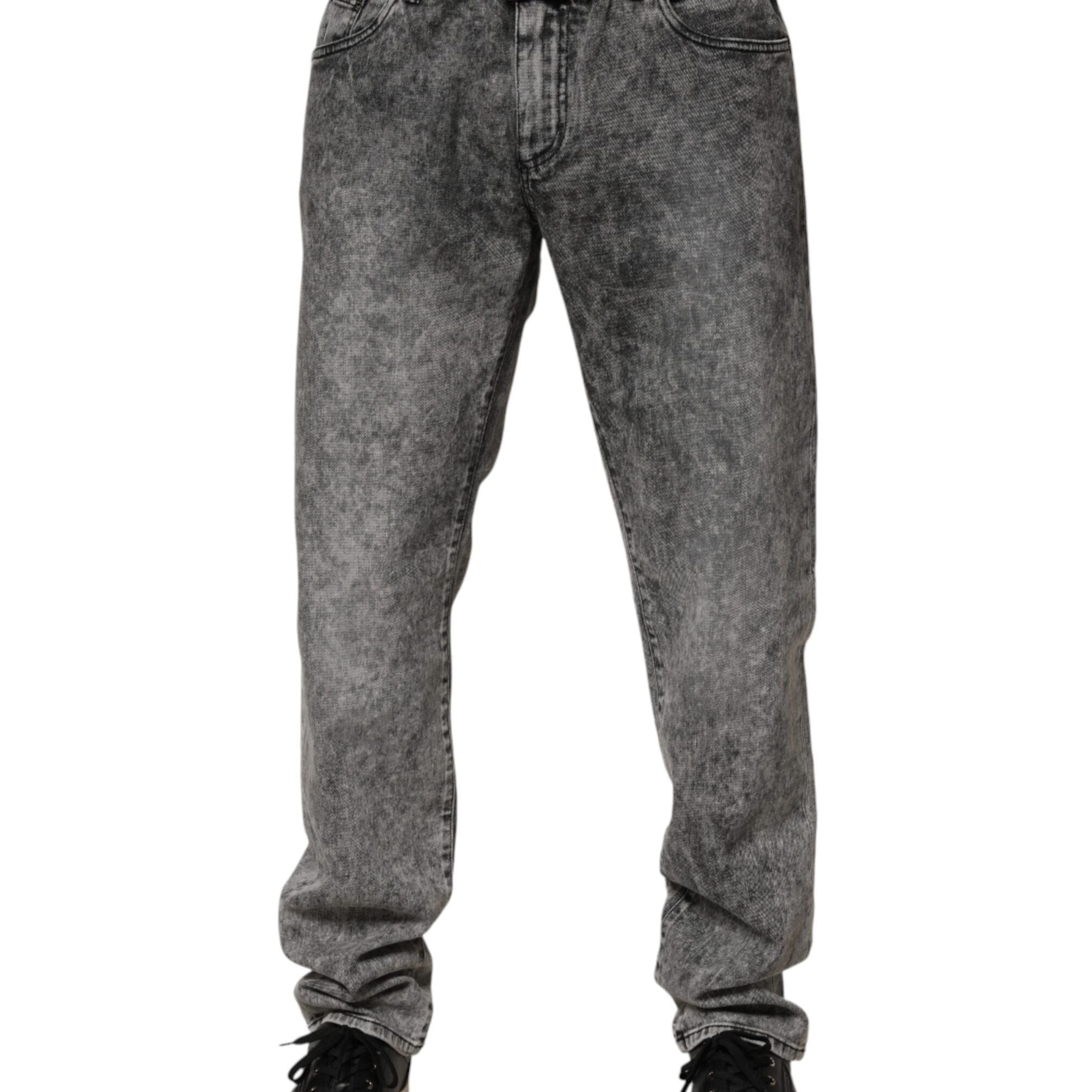 Dolce & Gabbana Gray Cotton Straight Leg Denim Trouser Jeans