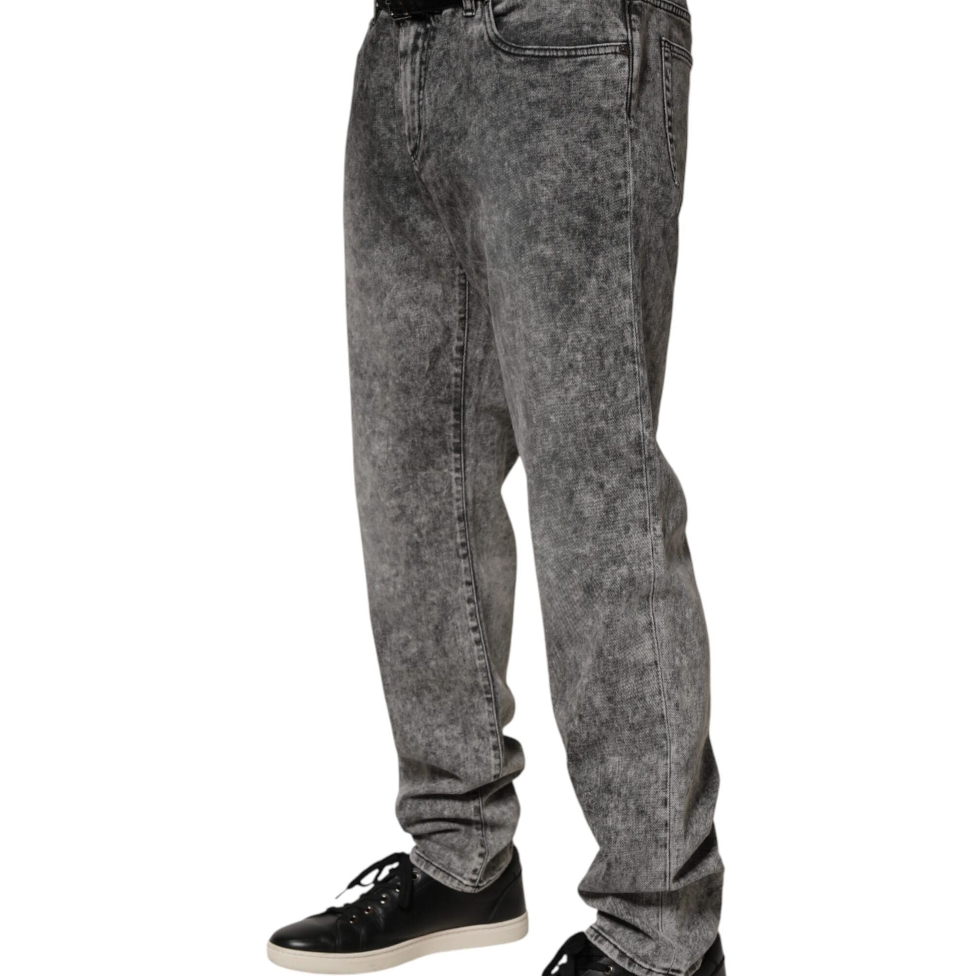 Dolce & Gabbana Gray Cotton Straight Leg Denim Trouser Jeans