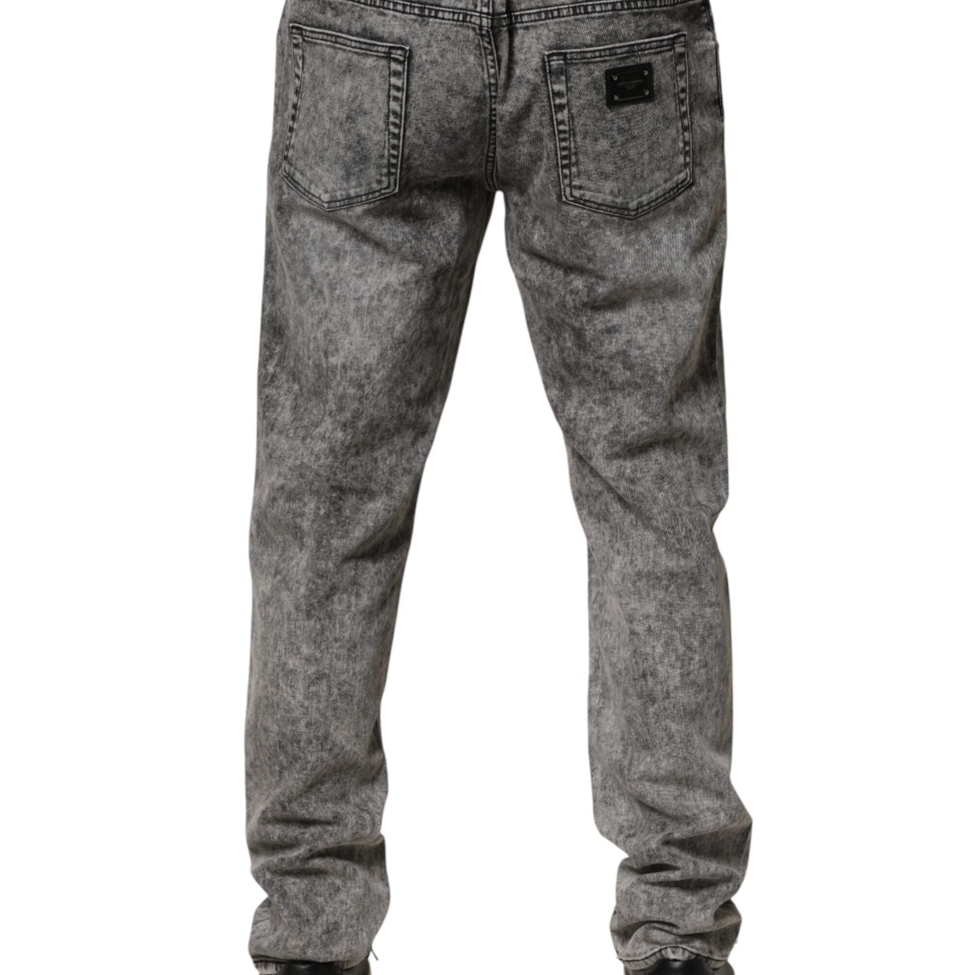 Dolce & Gabbana Gray Cotton Straight Leg Denim Trouser Jeans