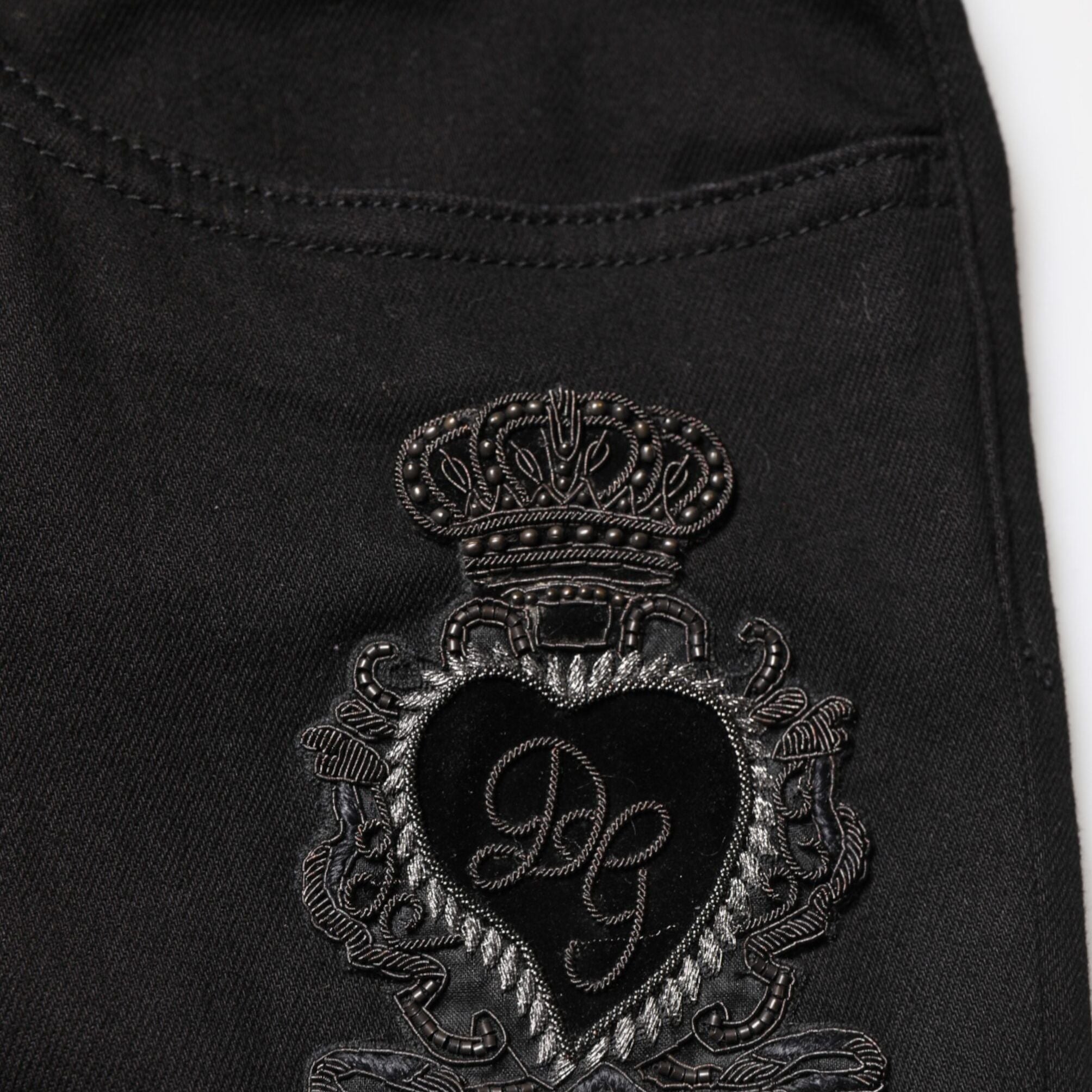 Dolce & Gabbana Black Sacred Heart Skinny Men Denim Jeans