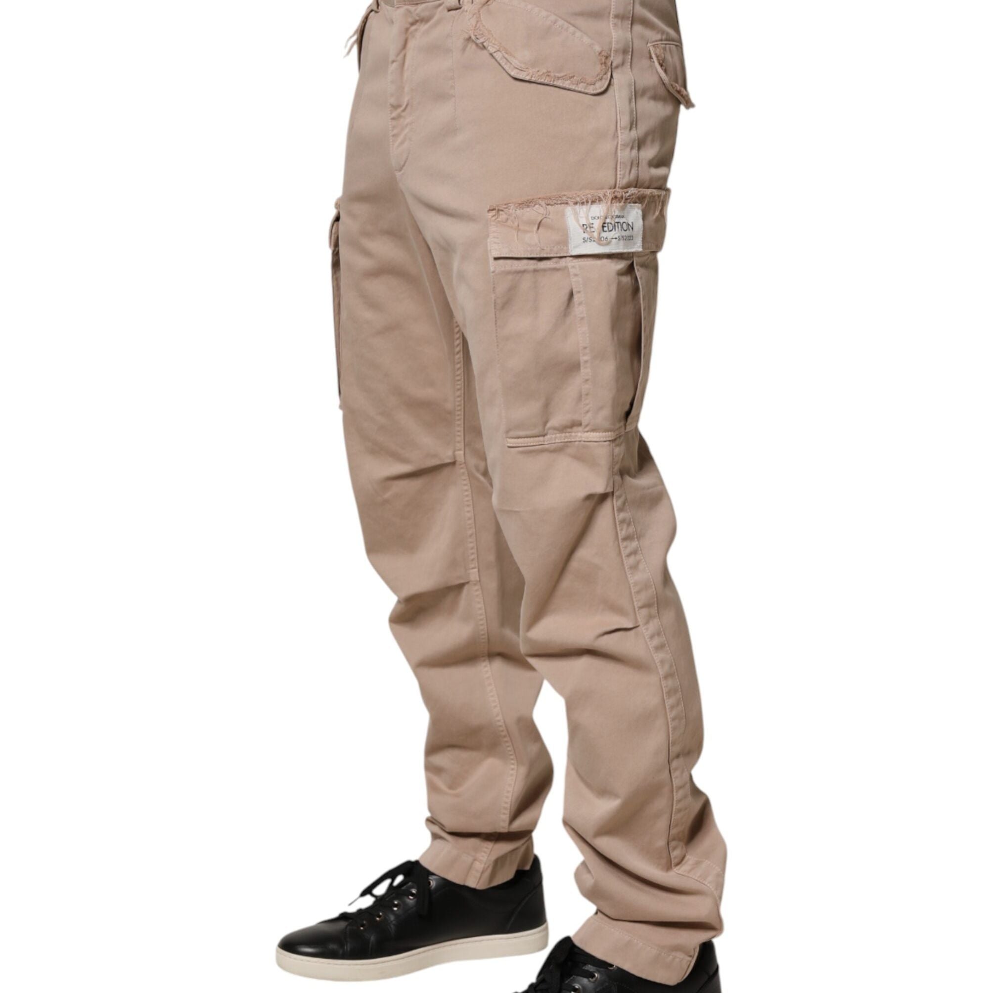 Dolce & Gabbana Beige Straight Cargo Chino Men Trouser Pants