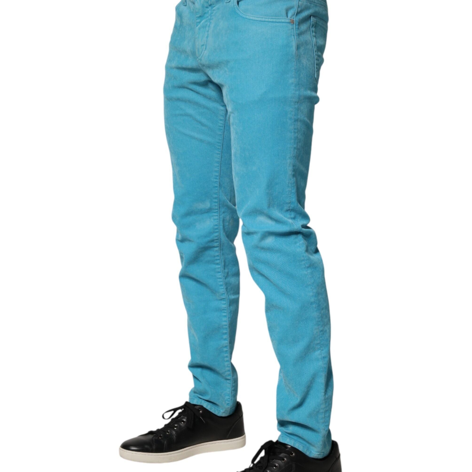 Dolce & Gabbana Blue Cotton Skinny Men Denim Trouser Jeans