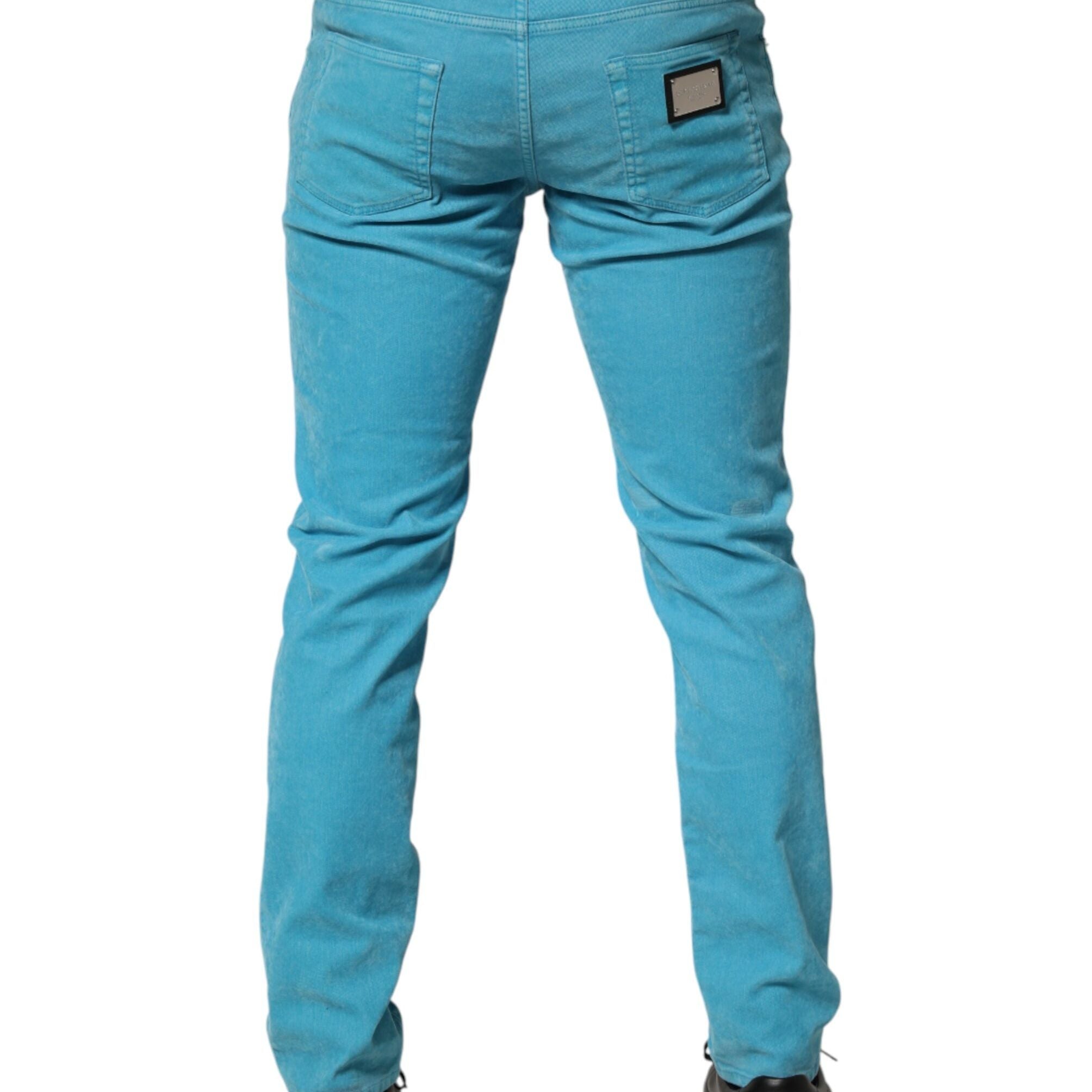 Dolce & Gabbana Blue Cotton Skinny Men Denim Trouser Jeans