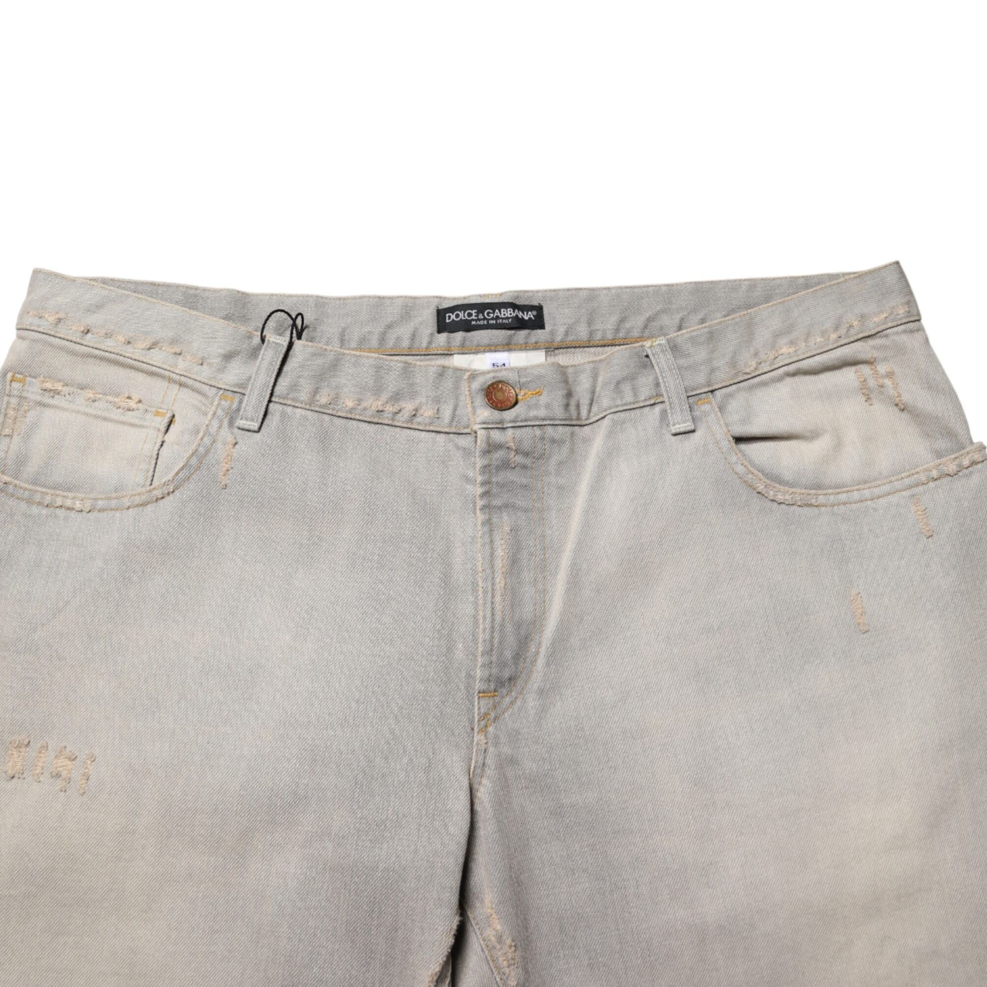 Dolce & Gabbana Light Gray Cotton Straight Denim Trouser Jeans