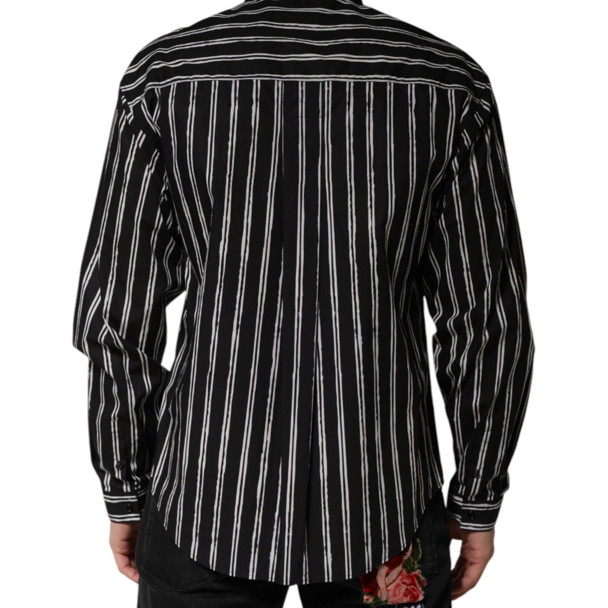 Dolce & Gabbana Black Stripes Cotton Men Formal Dress Shirt