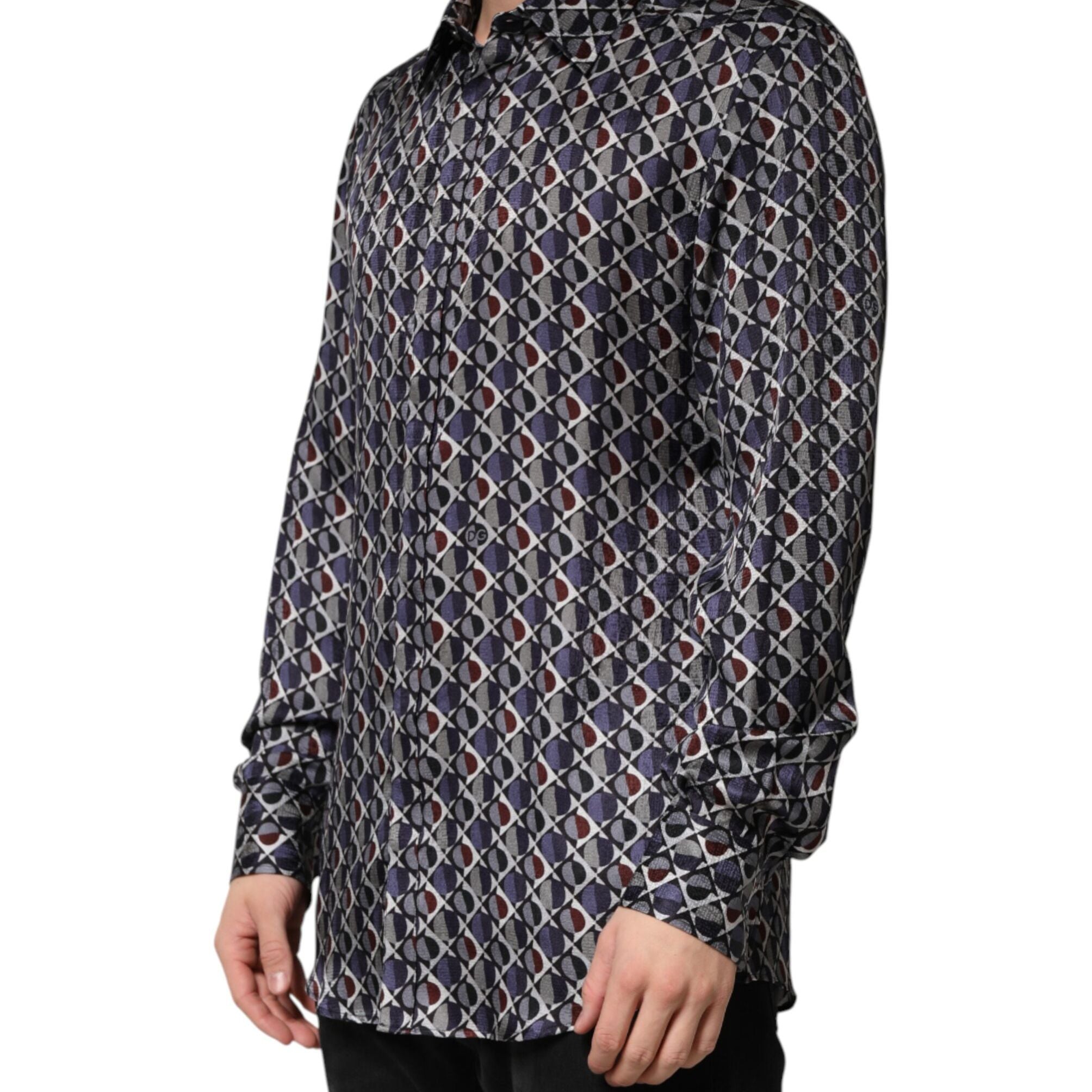 Dolce & Gabbana Multicolor Patterned Collared GOLD Men Dress Shirt
