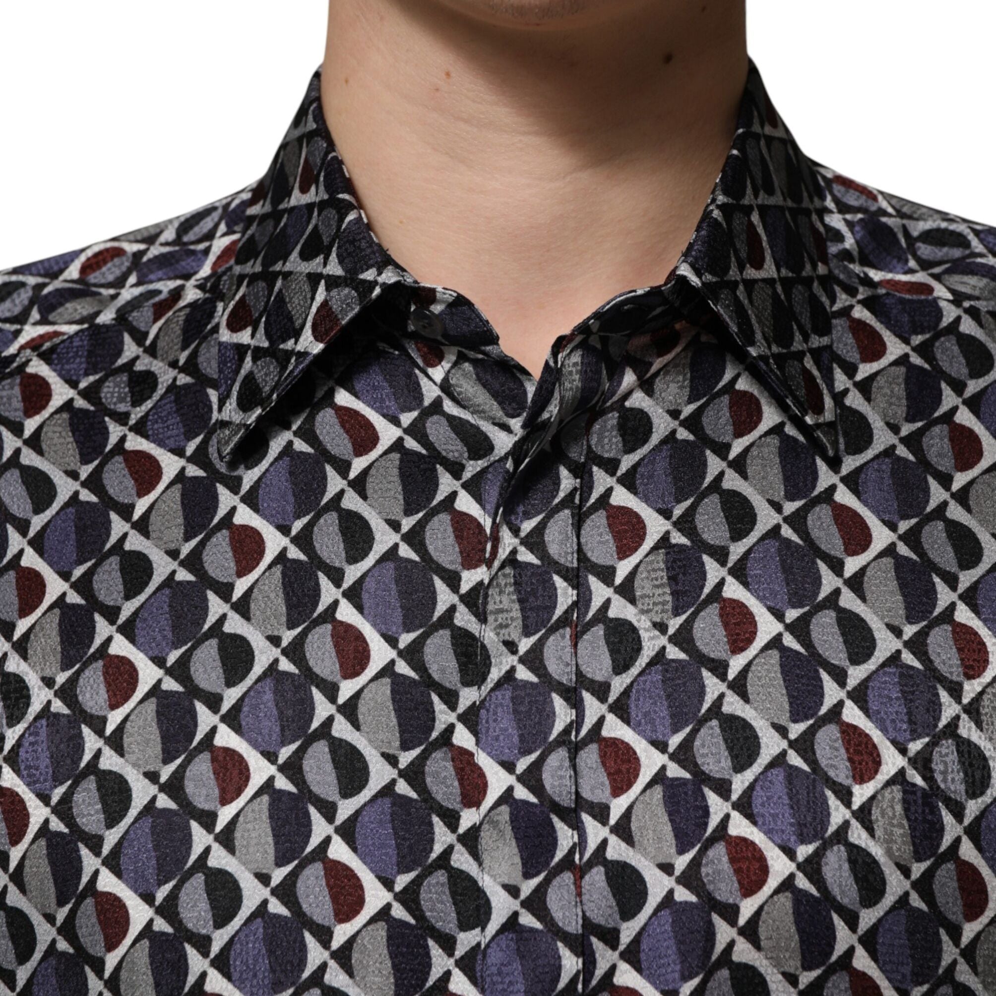 Dolce & Gabbana Multicolor Patterned Collared GOLD Men Dress Shirt
