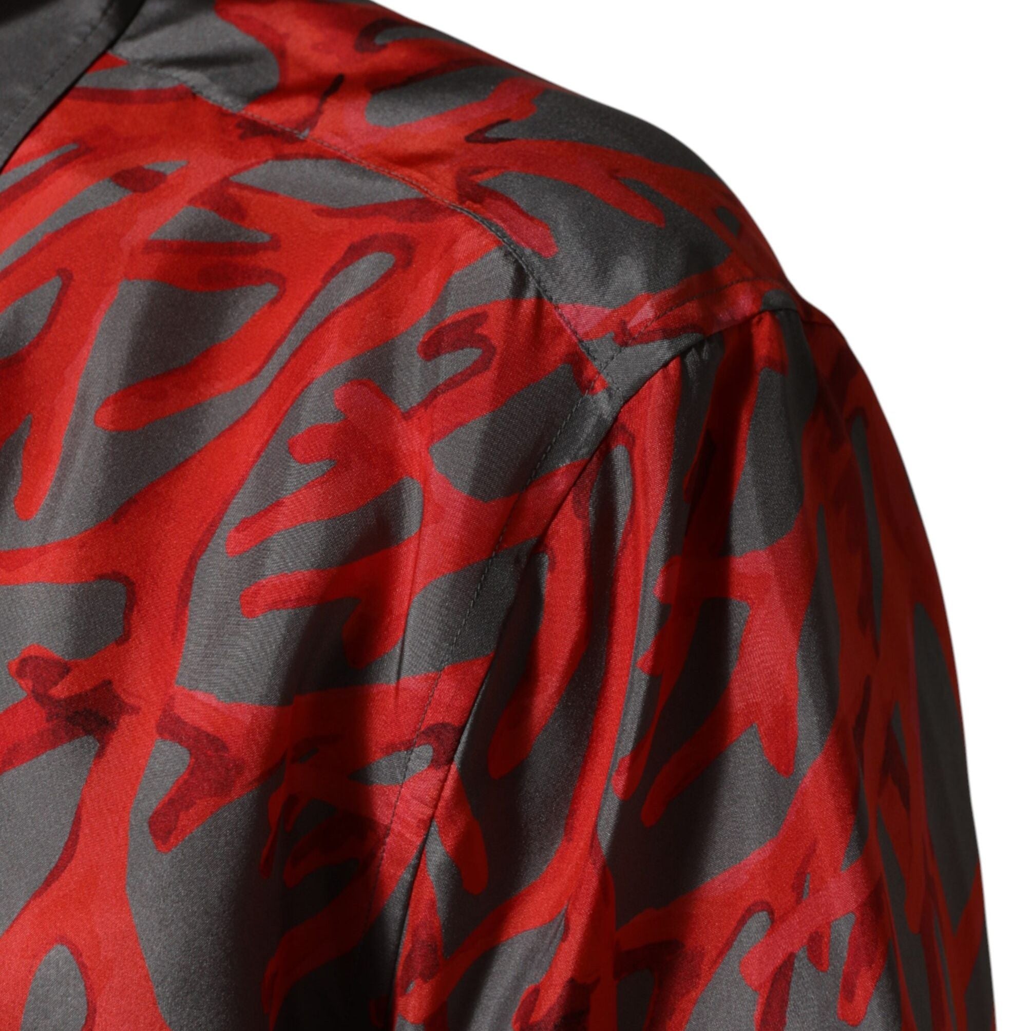 Dolce & Gabbana Gray Red Corals Short Sleeves Casual Shirt