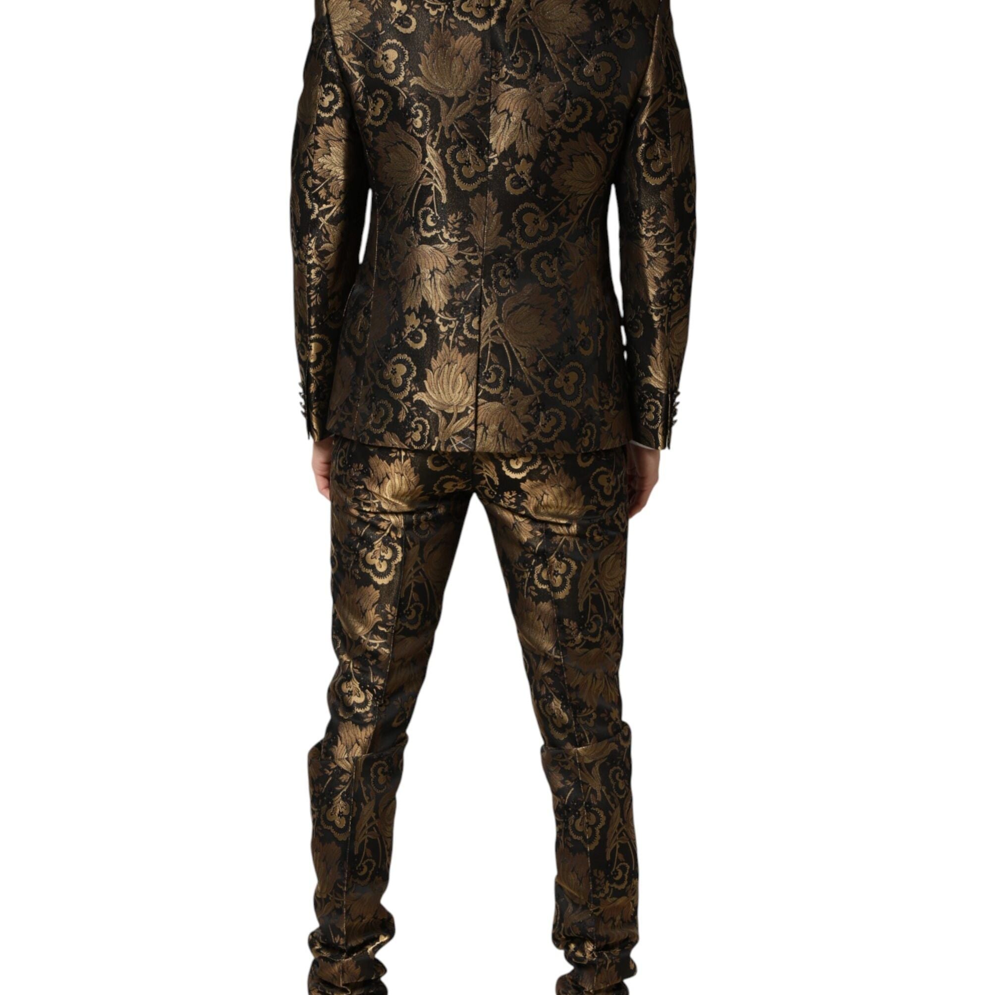 Dolce & Gabbana Black Gold Jacquard Single Breasted 2PC Suit
