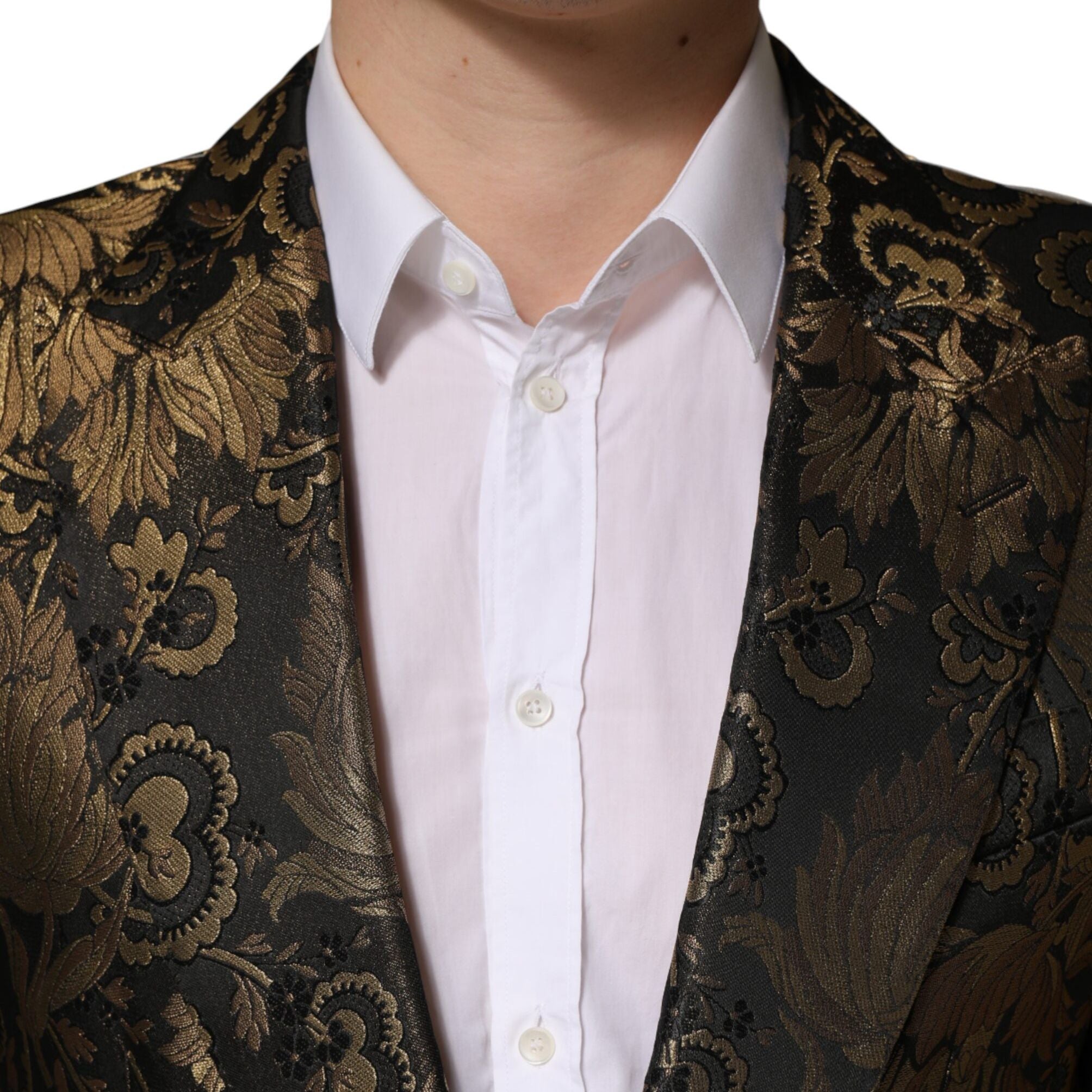 Dolce & Gabbana Black Gold Jacquard Single Breasted 2PC Suit