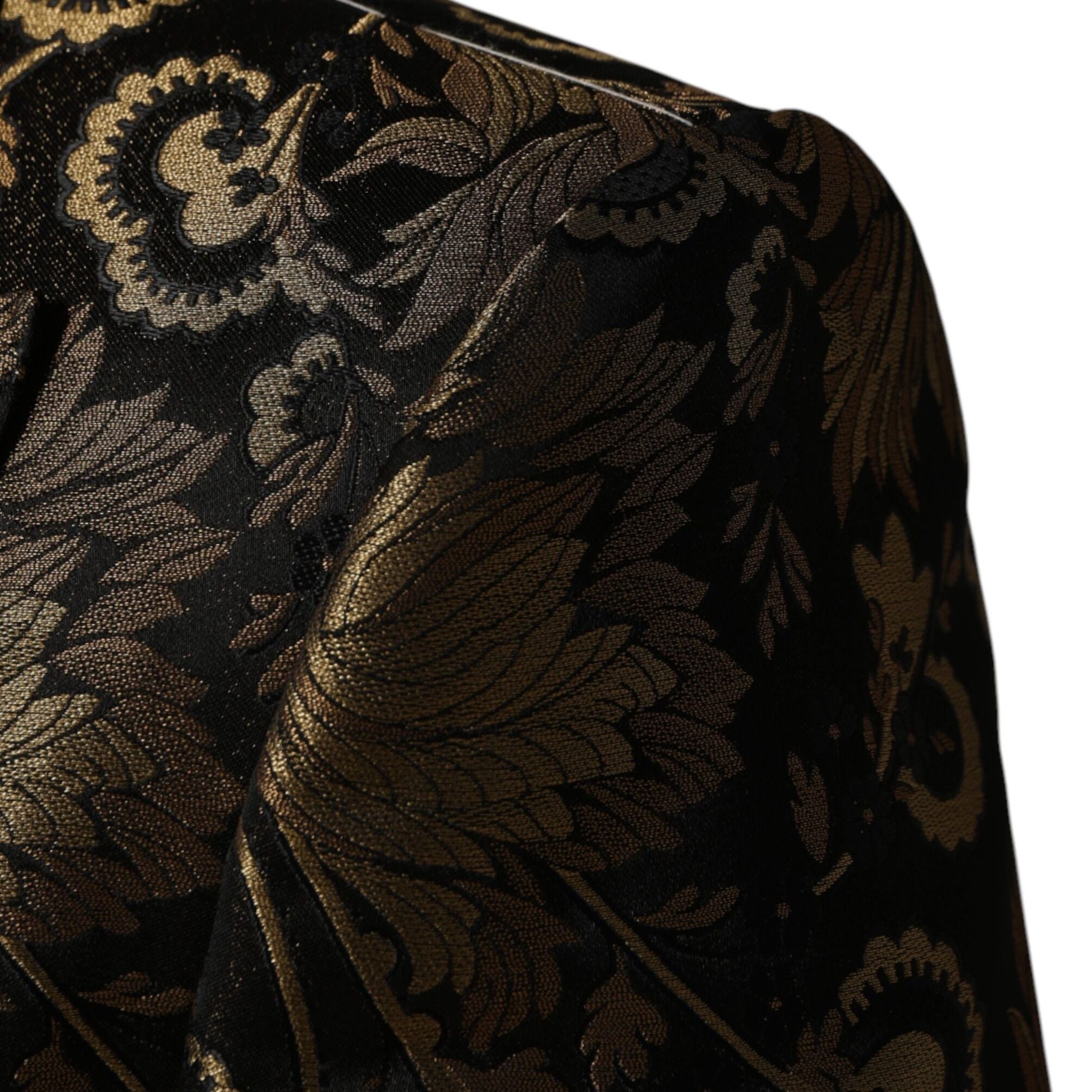 Dolce & Gabbana Black Gold Jacquard Single Breasted 2PC Suit