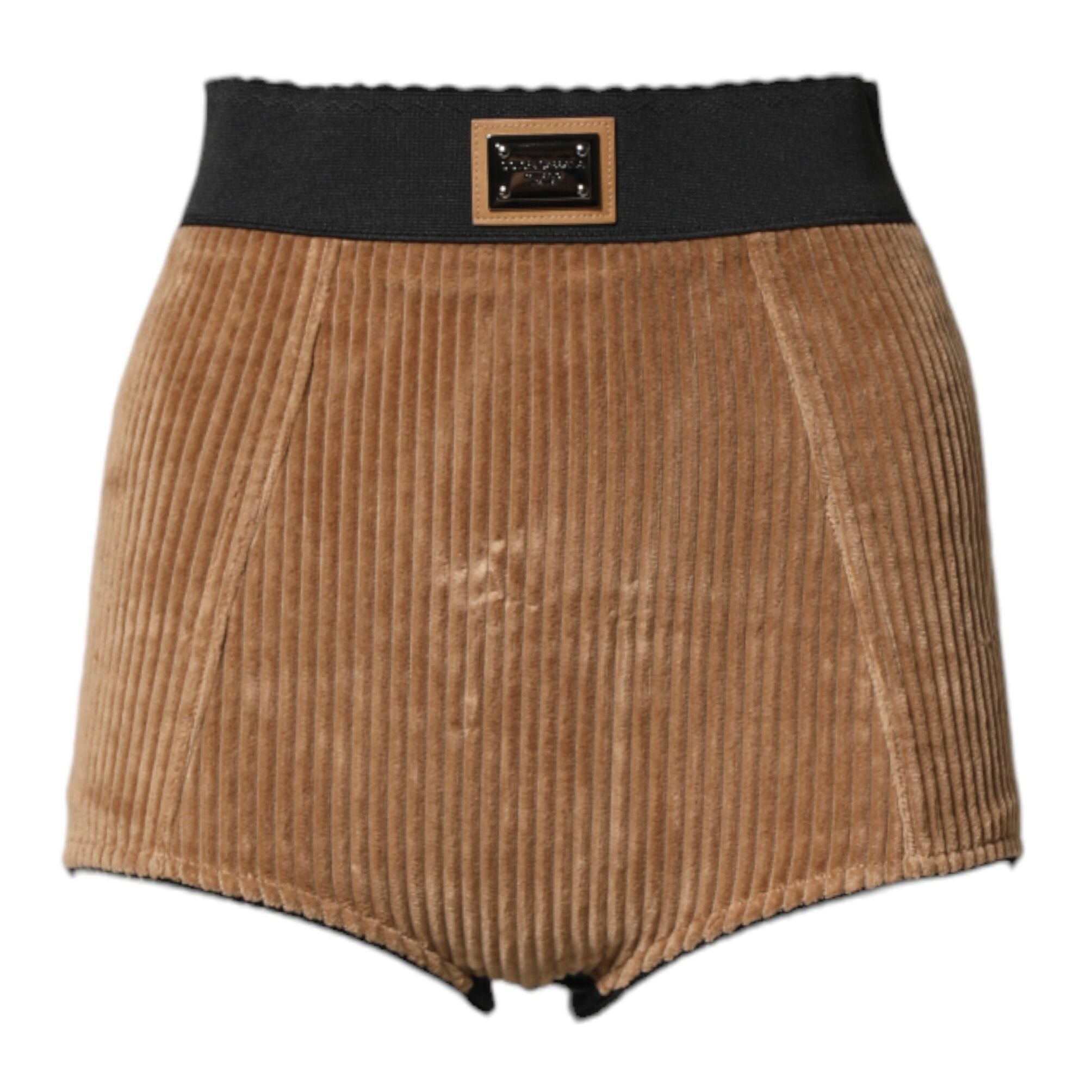 Dolce & Gabbana Brown Cotton High Waisted Hot Pants Shorts