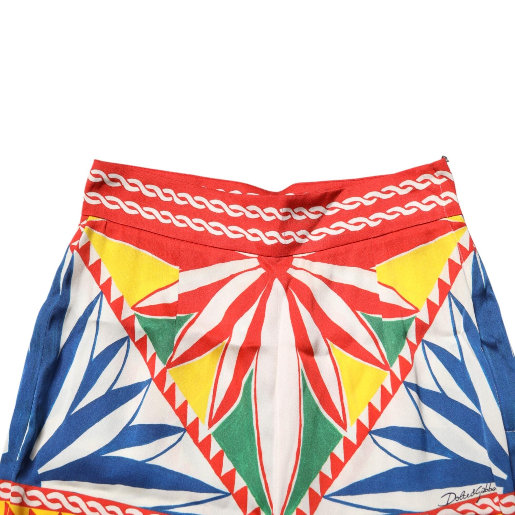 Dolce & Gabbana Multicolor Silk Carretto Leggings Stretch Waist Pants