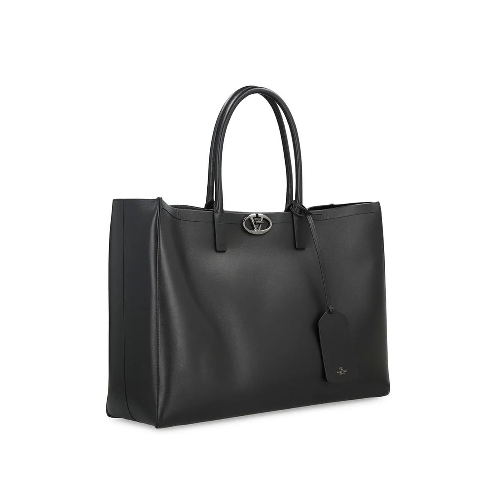 Valentino Garavani Black Calfskin Tote Bag