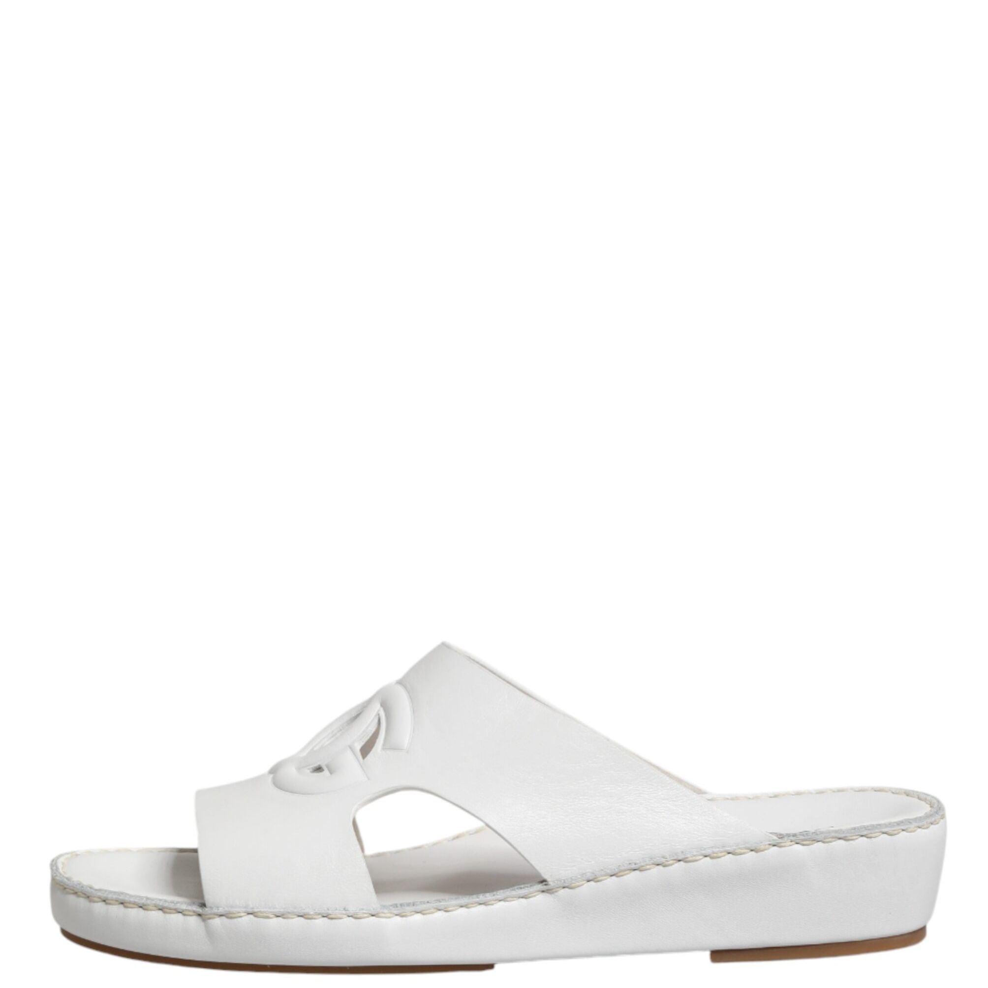Dolce & Gabbana White DG Cutout Slides Slippers Flats Shoes