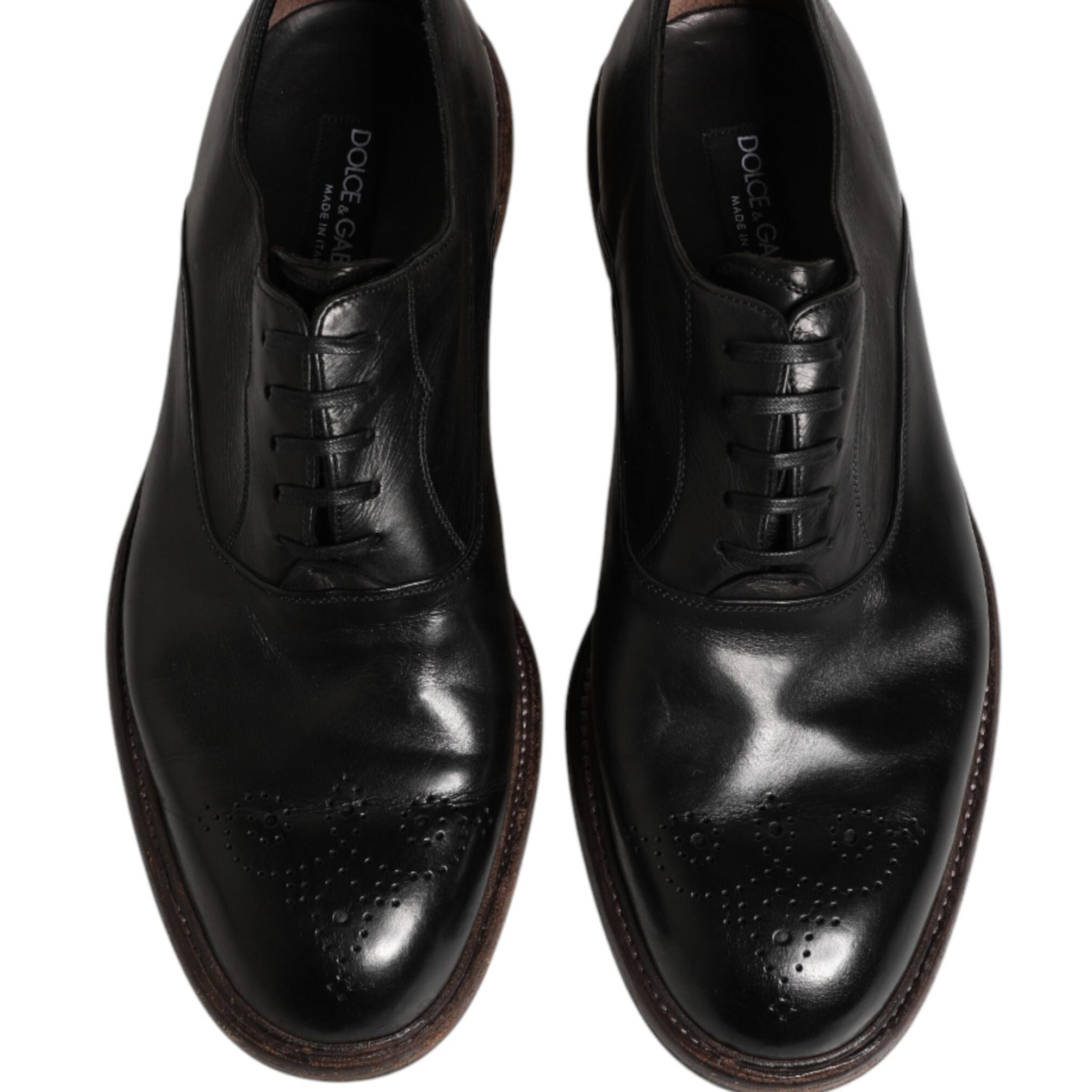 Dolce & Gabbana Black Calfskin Leather Oxford Dress Shoes