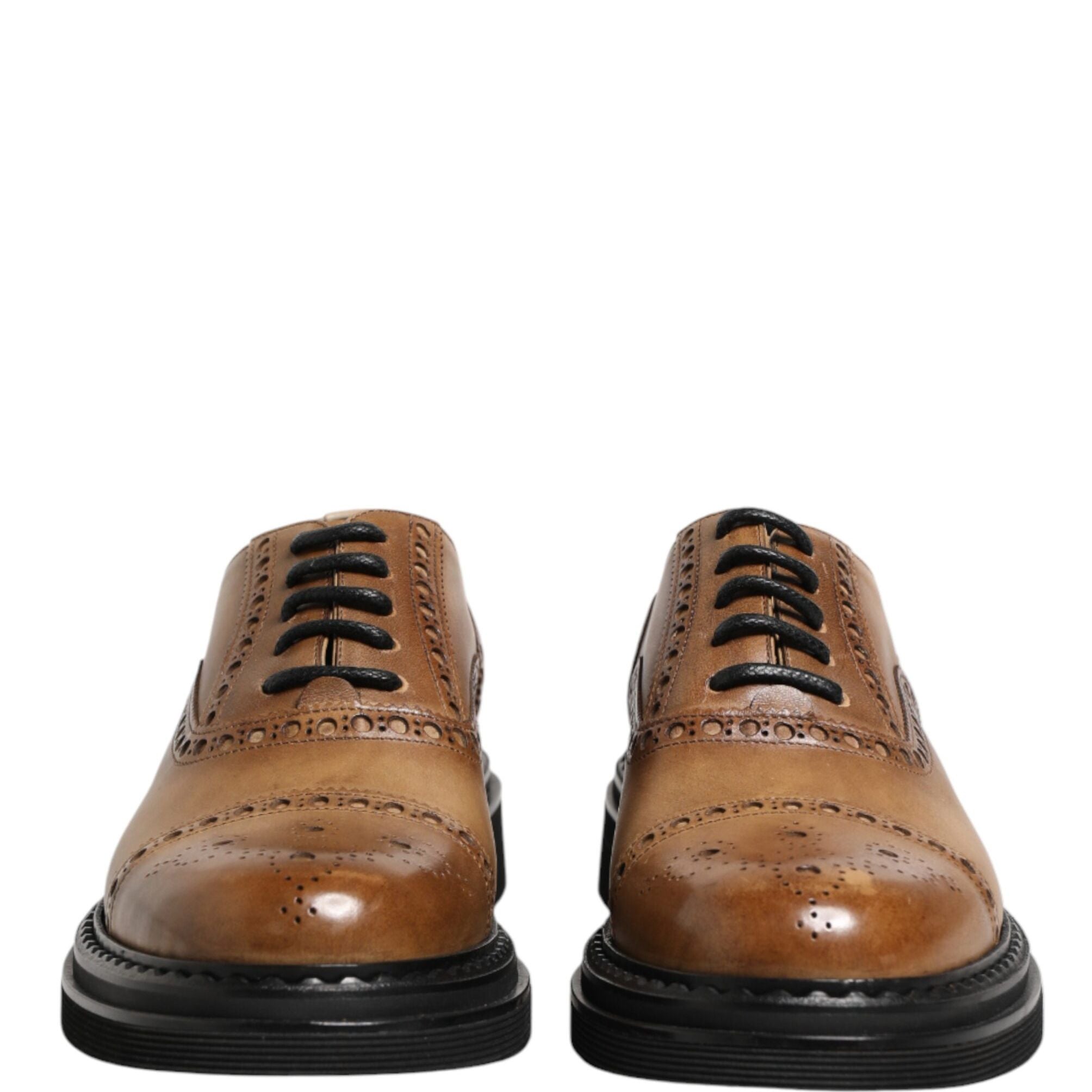 Dolce & Gabbana Brown Lace Up Leather Brogue Derby Men Shoes
