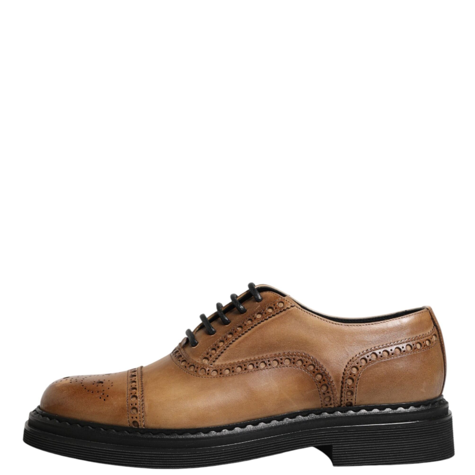 Dolce & Gabbana Brown Lace Up Leather Brogue Derby Men Shoes