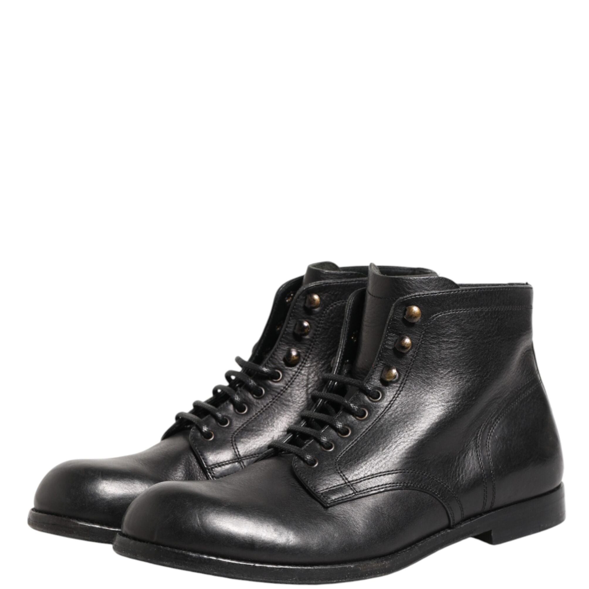 Dolce & Gabbana Black Lace Up Short Ankle Boots Men Shoes
