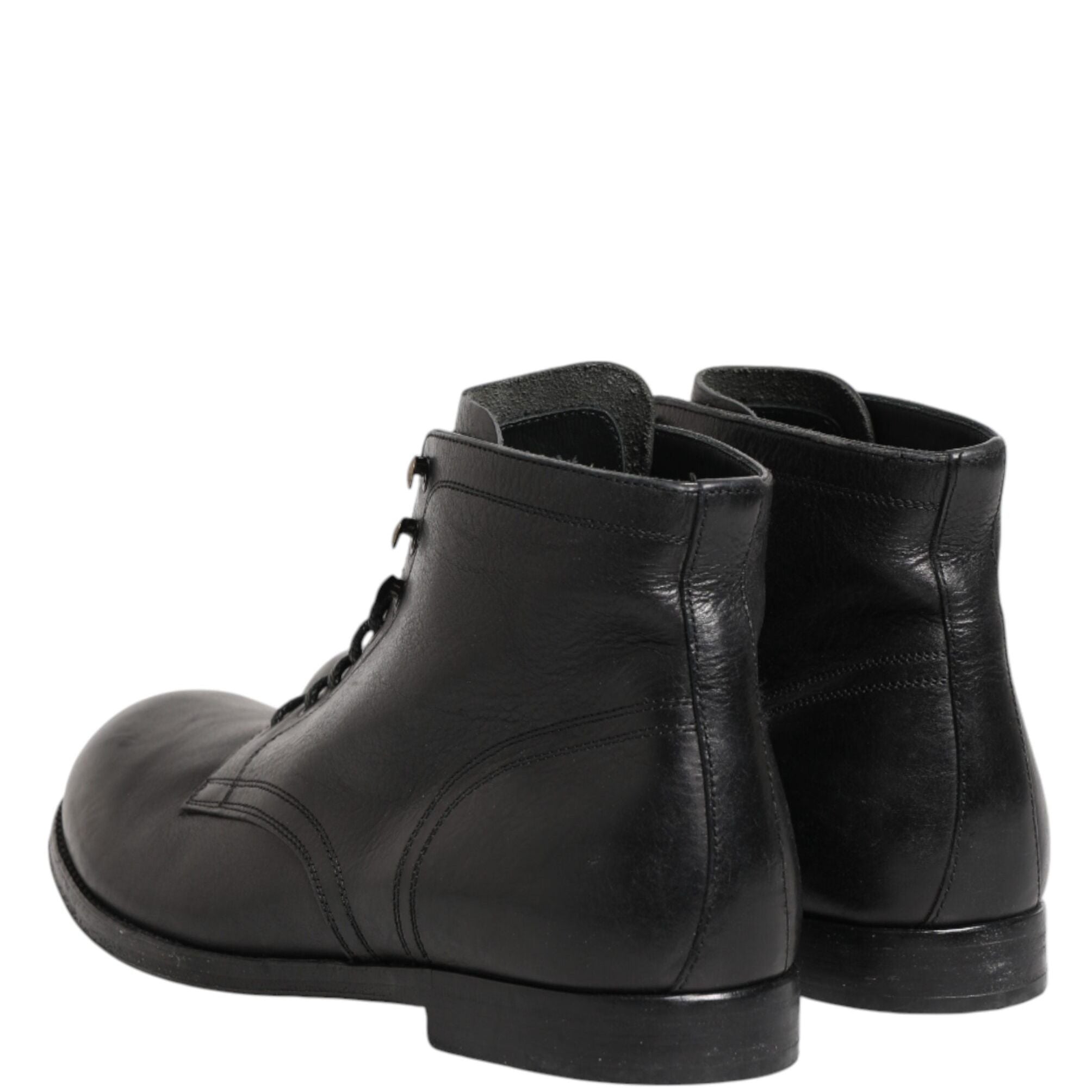 Dolce & Gabbana Black Lace Up Short Ankle Boots Men Shoes