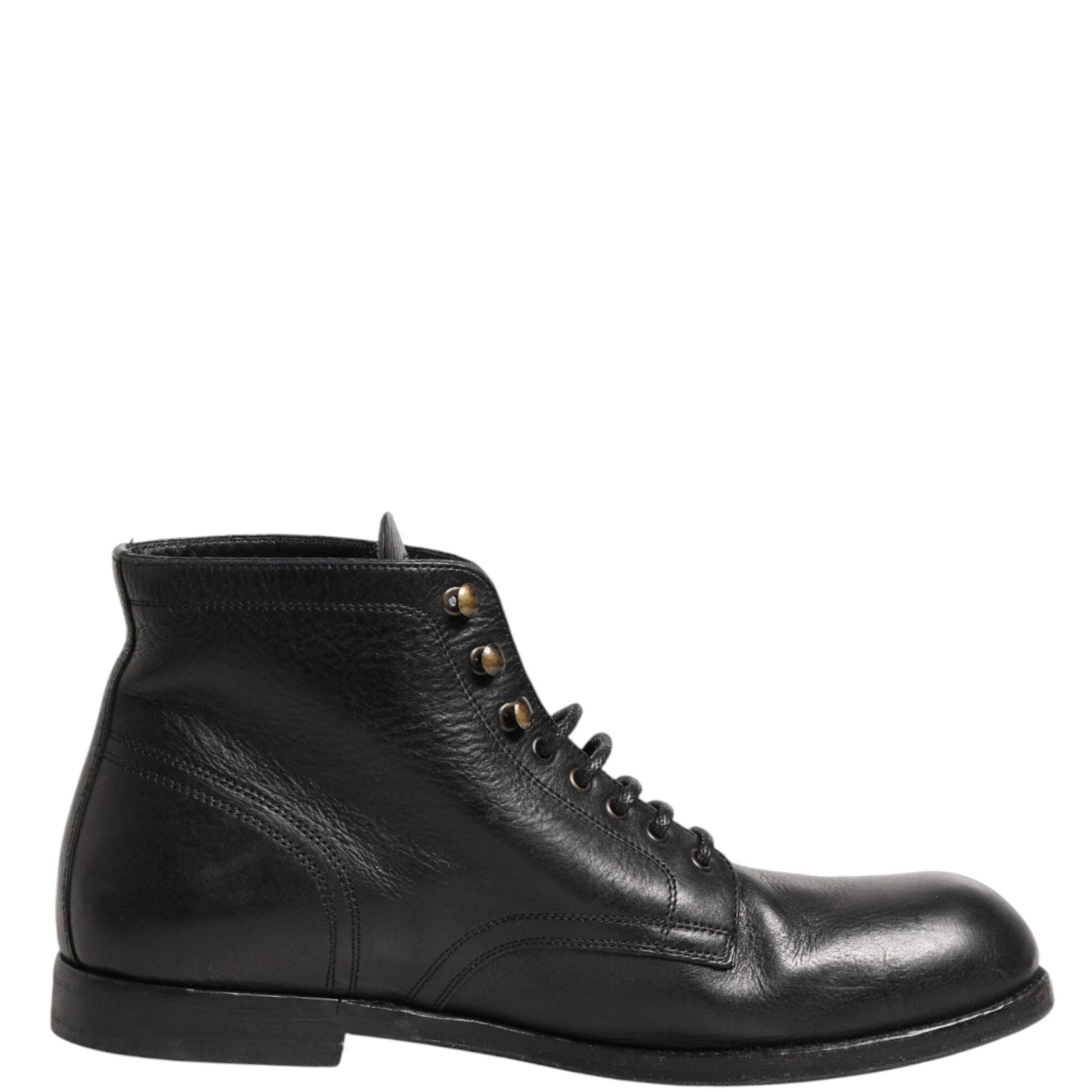 Dolce & Gabbana Black Lace Up Short Ankle Boots Men Shoes
