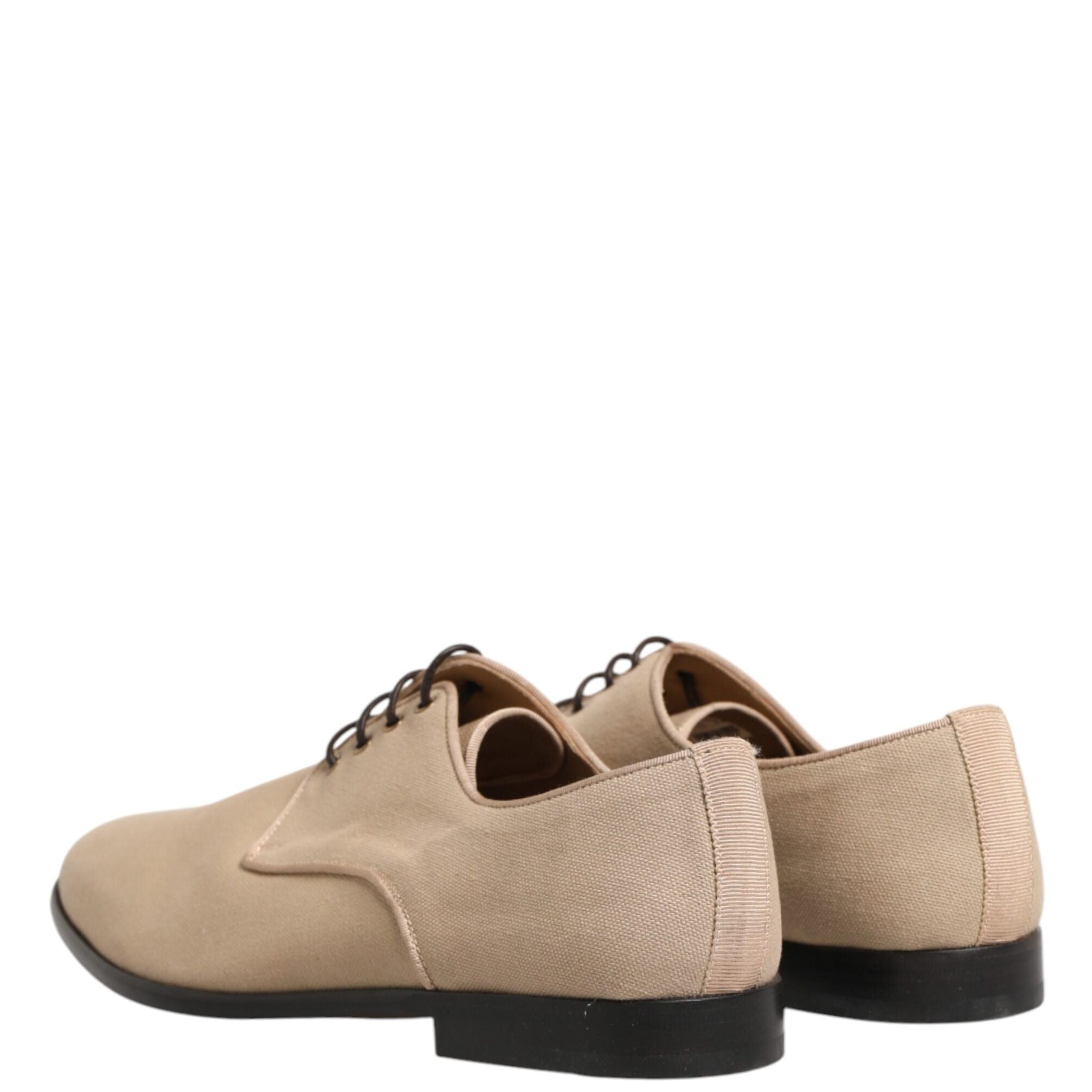 Dolce & Gabbana Beige Canvas Derby Lace Up Dress Men Shoes
