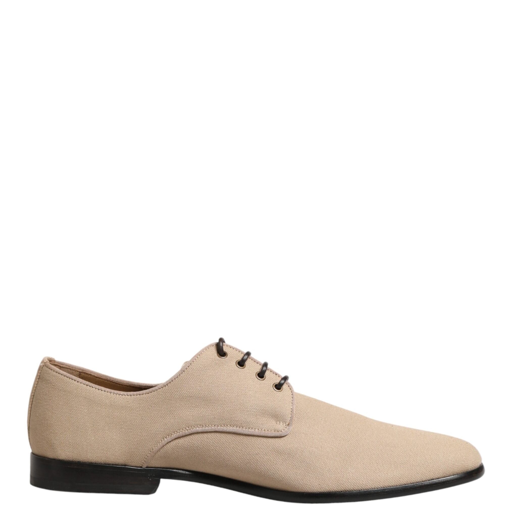 Dolce & Gabbana Beige Canvas Derby Lace Up Dress Men Shoes