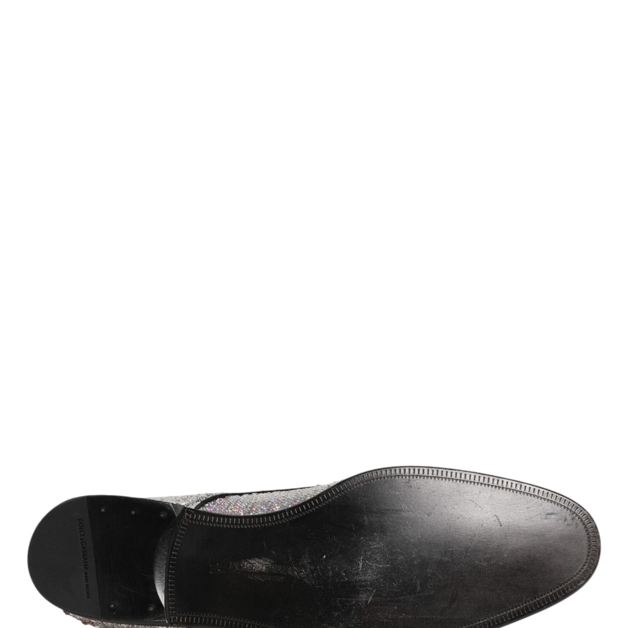 Dolce & Gabbana Silver Sequined Lace Up Men Derby Dress Shoes