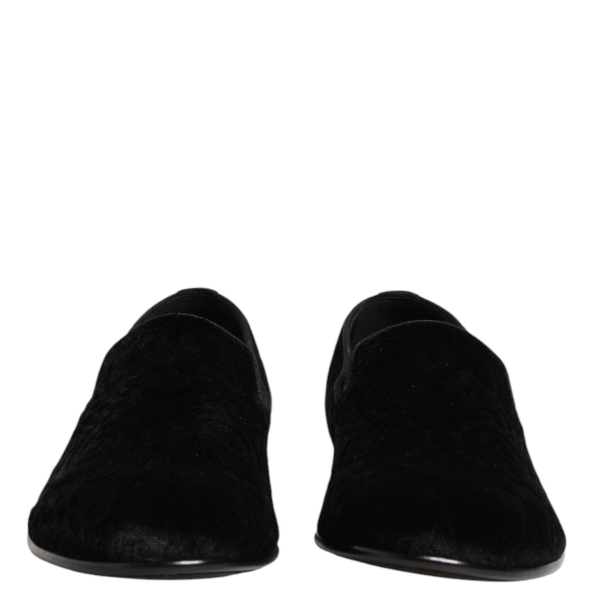 Dolce & Gabbana Black Velvet Slip On Loafers Formal Men Shoes