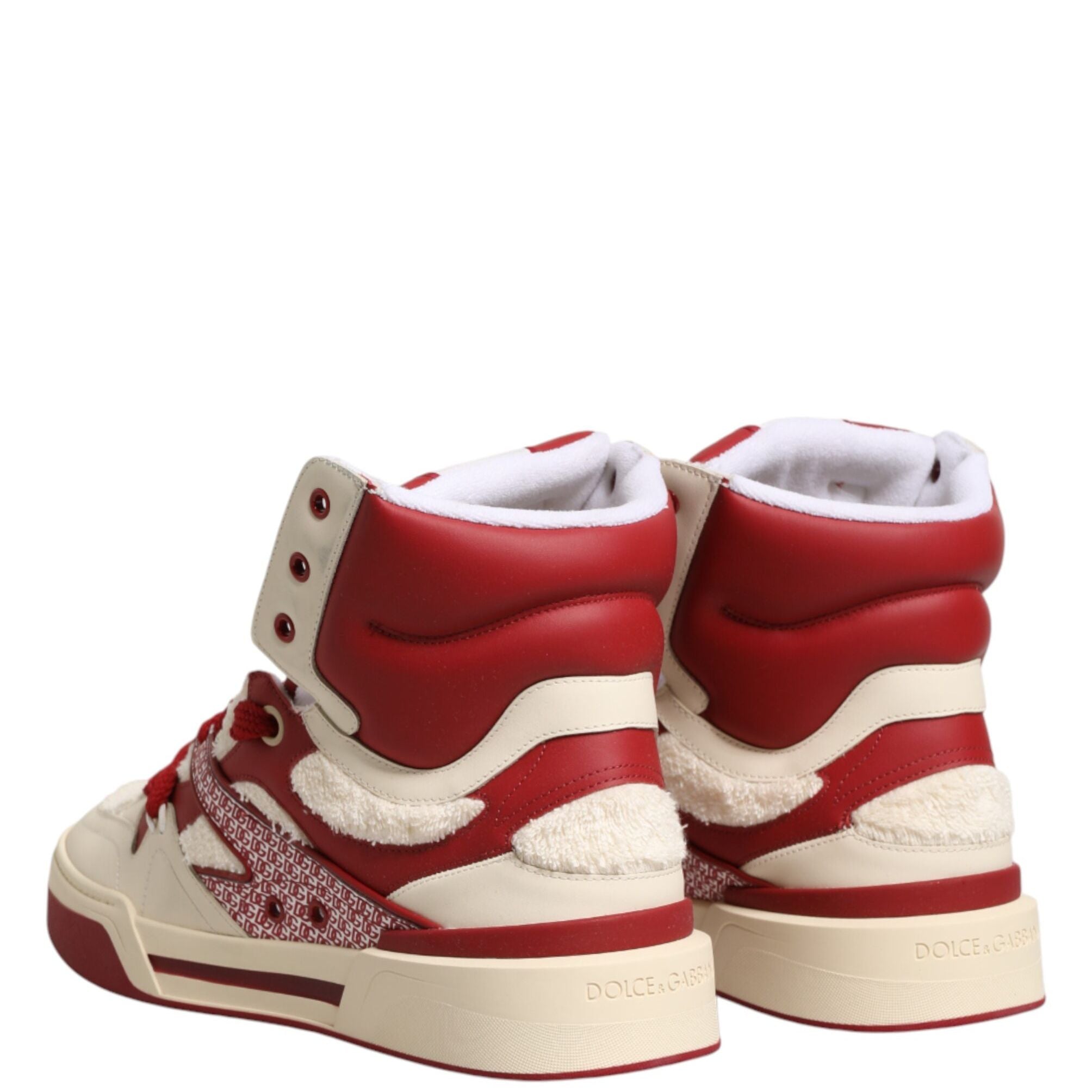 Dolce & Gabbana White Red Custom 2.Zero High Top Men Sneakers Shoes