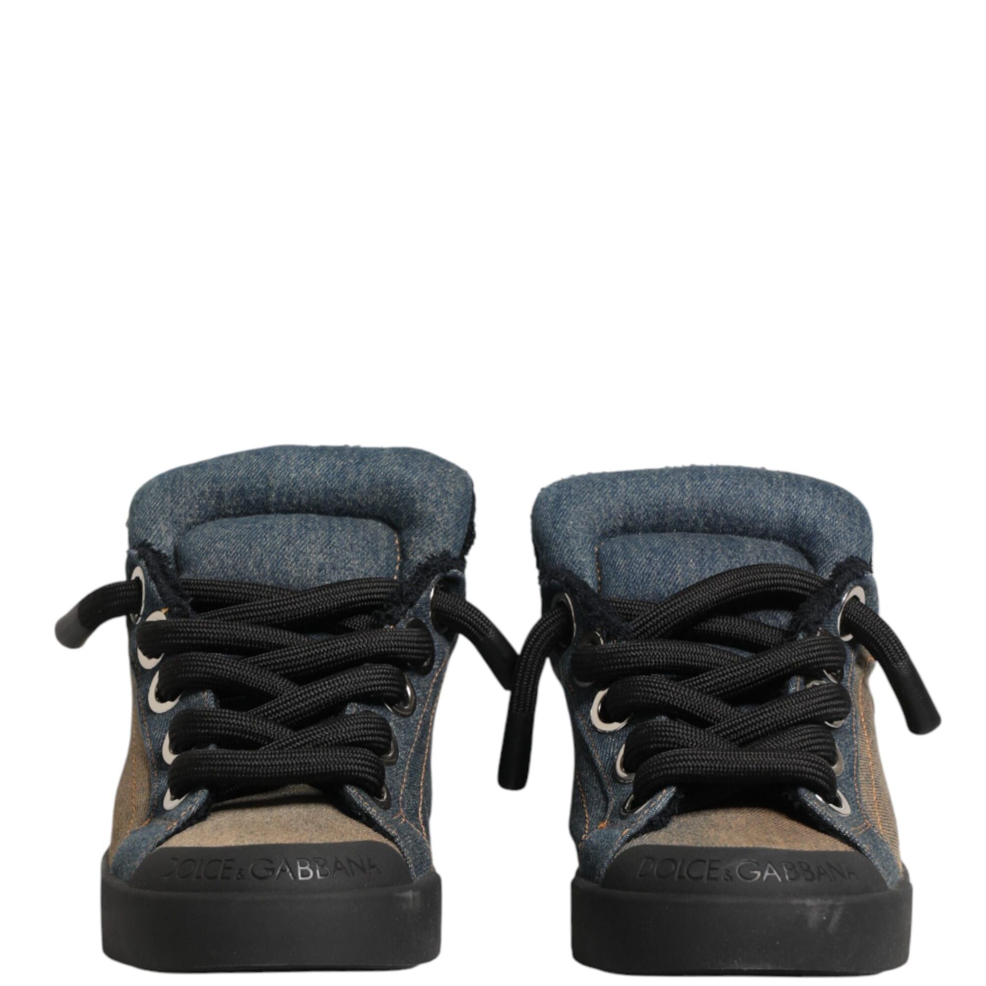 Dolce & Gabbana Multicolor Color Block Denim Low Top Sneakers Shoes