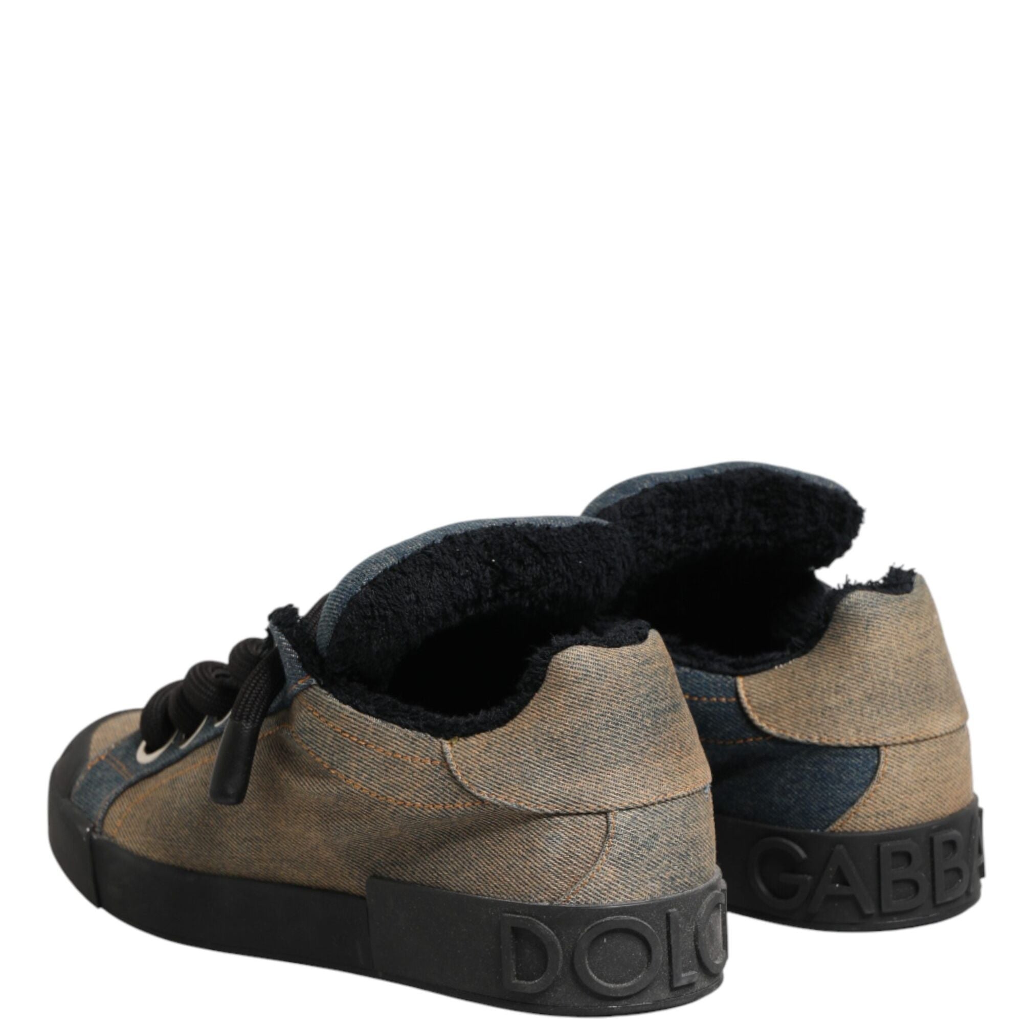 Dolce & Gabbana Multicolor Color Block Denim Low Top Sneakers Shoes