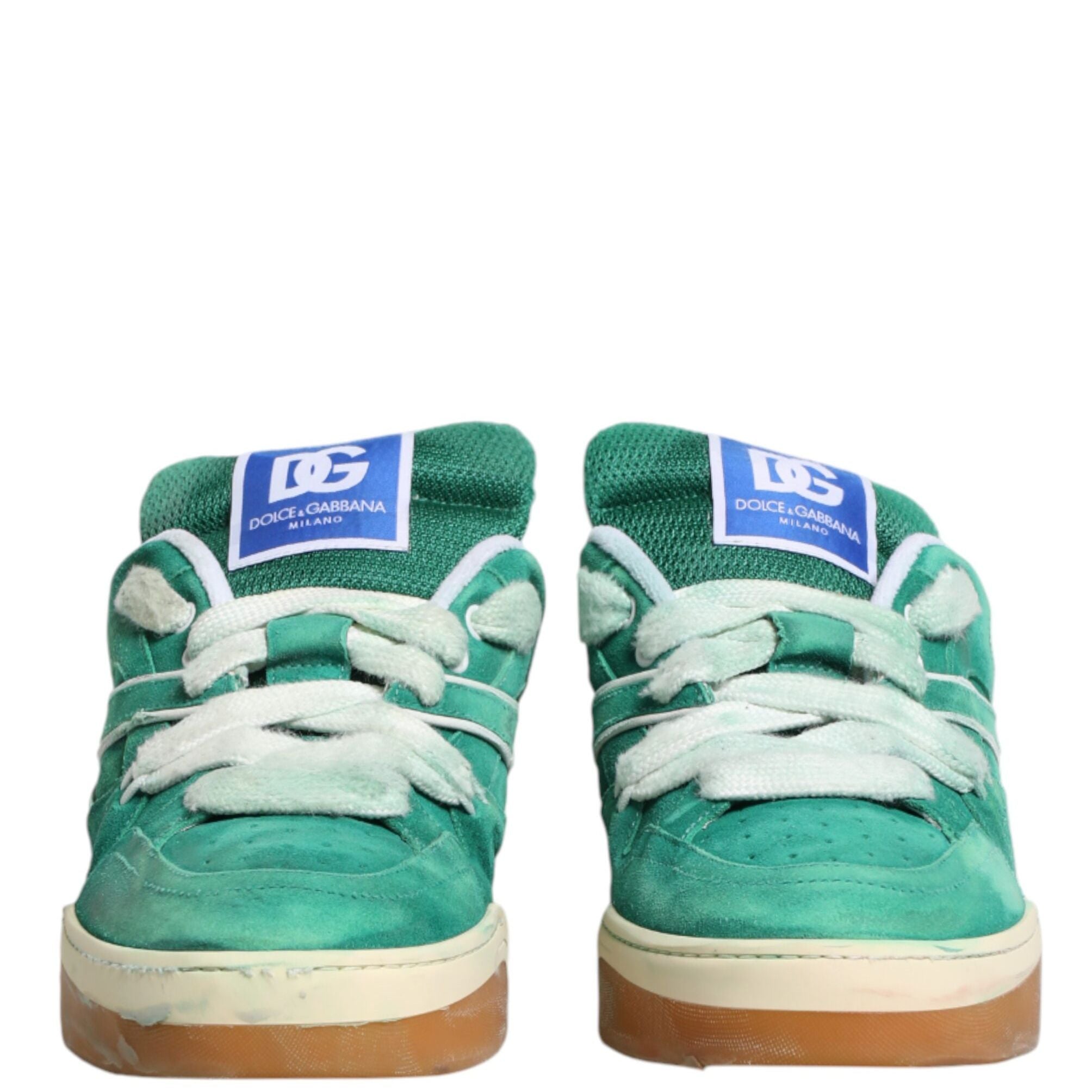 Dolce & Gabbana Green Suede New Roma Low Top Sneakers Shoes