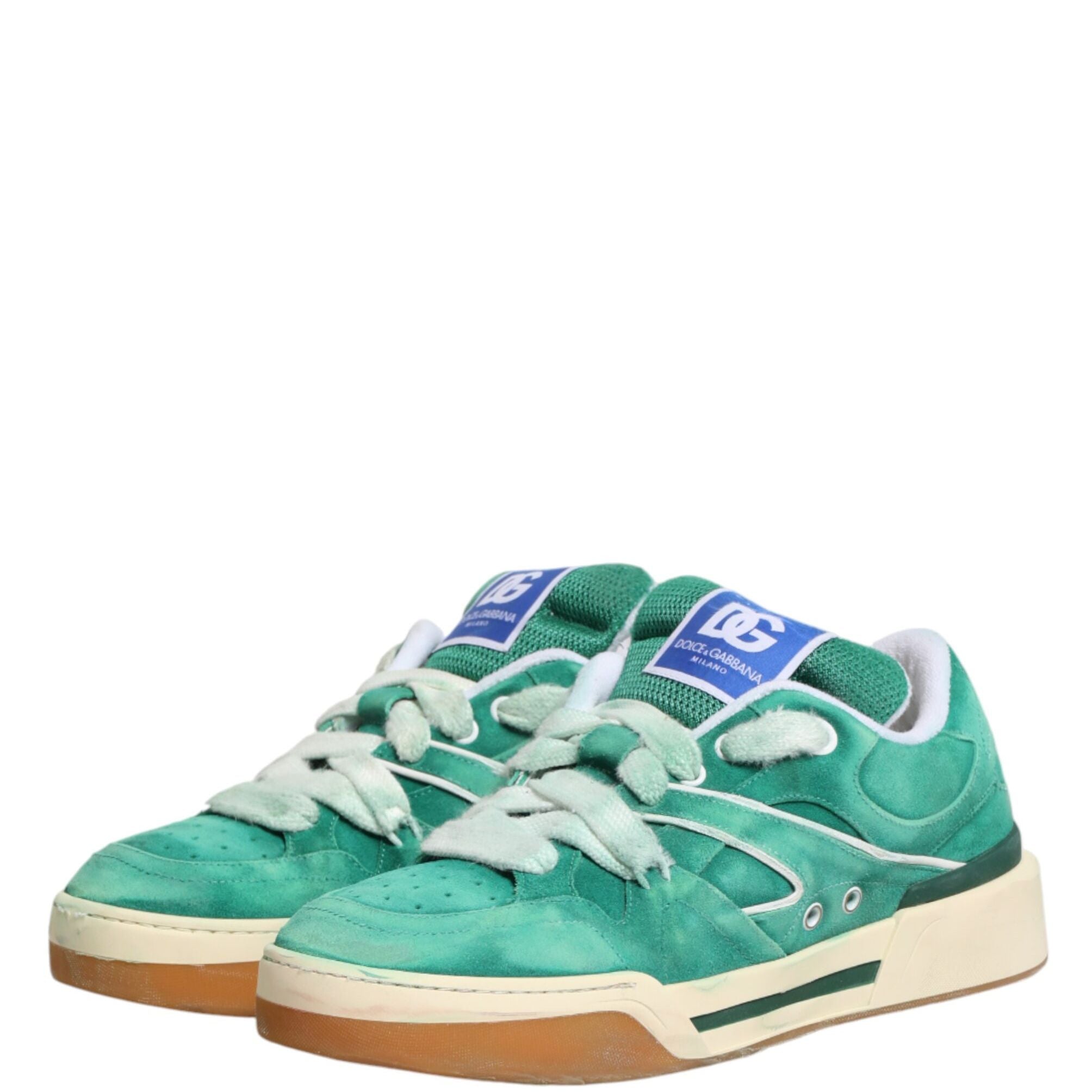 Dolce & Gabbana Green Suede New Roma Low Top Sneakers Shoes