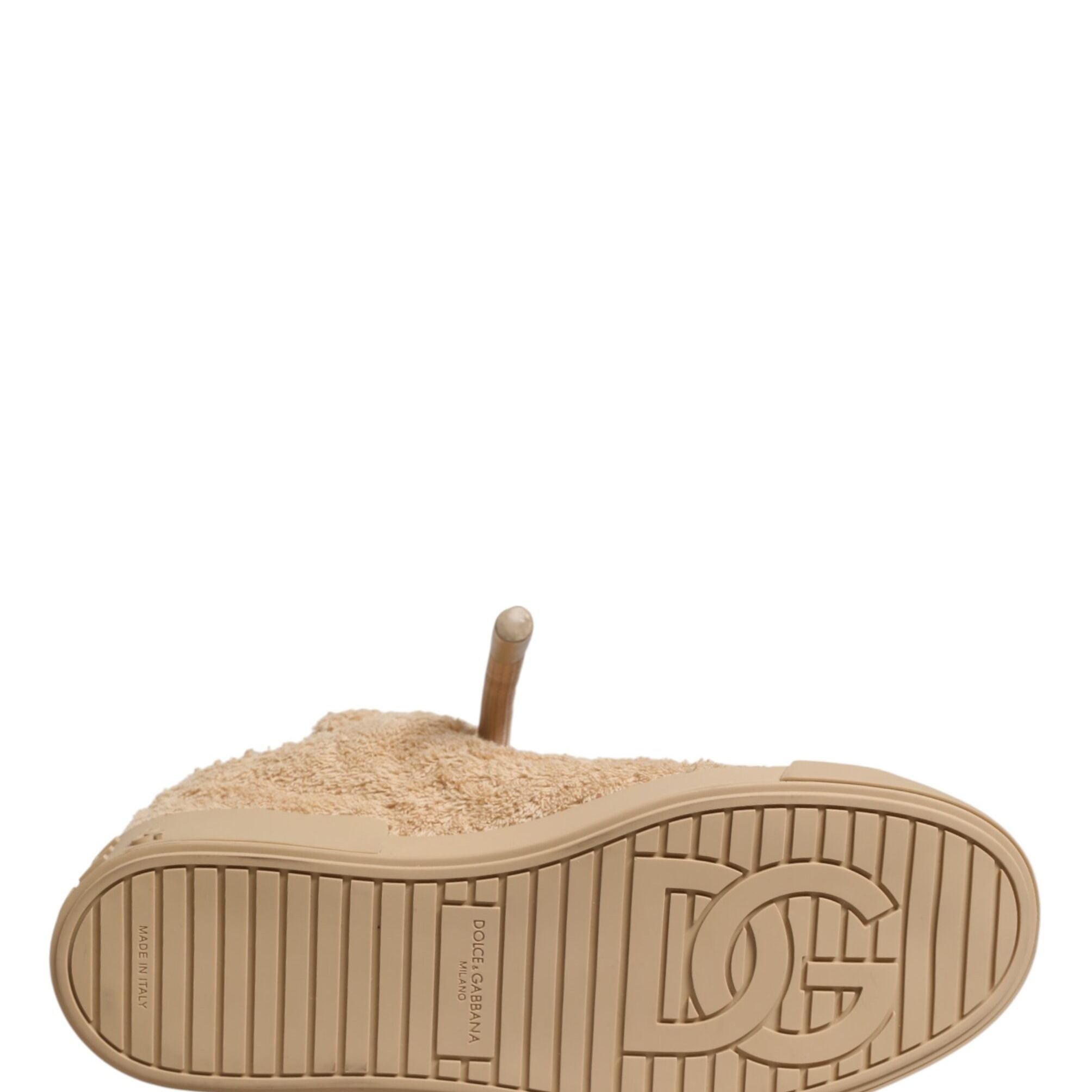 Dolce & Gabbana Shoes Beige Faux Shearling Low Top Sneakers