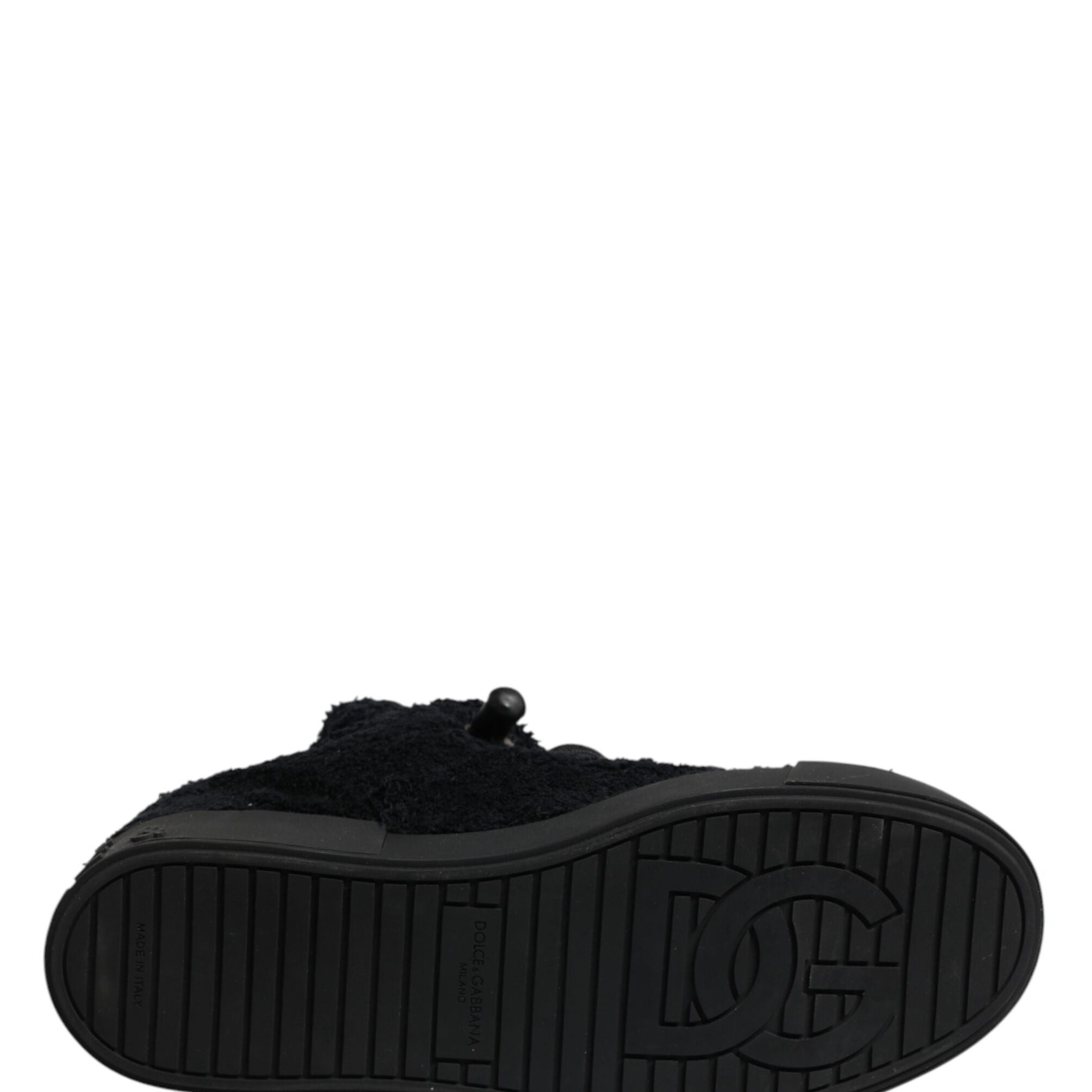 Dolce & Gabbana Black Faux Shearling Low Top Sneakers Shoes