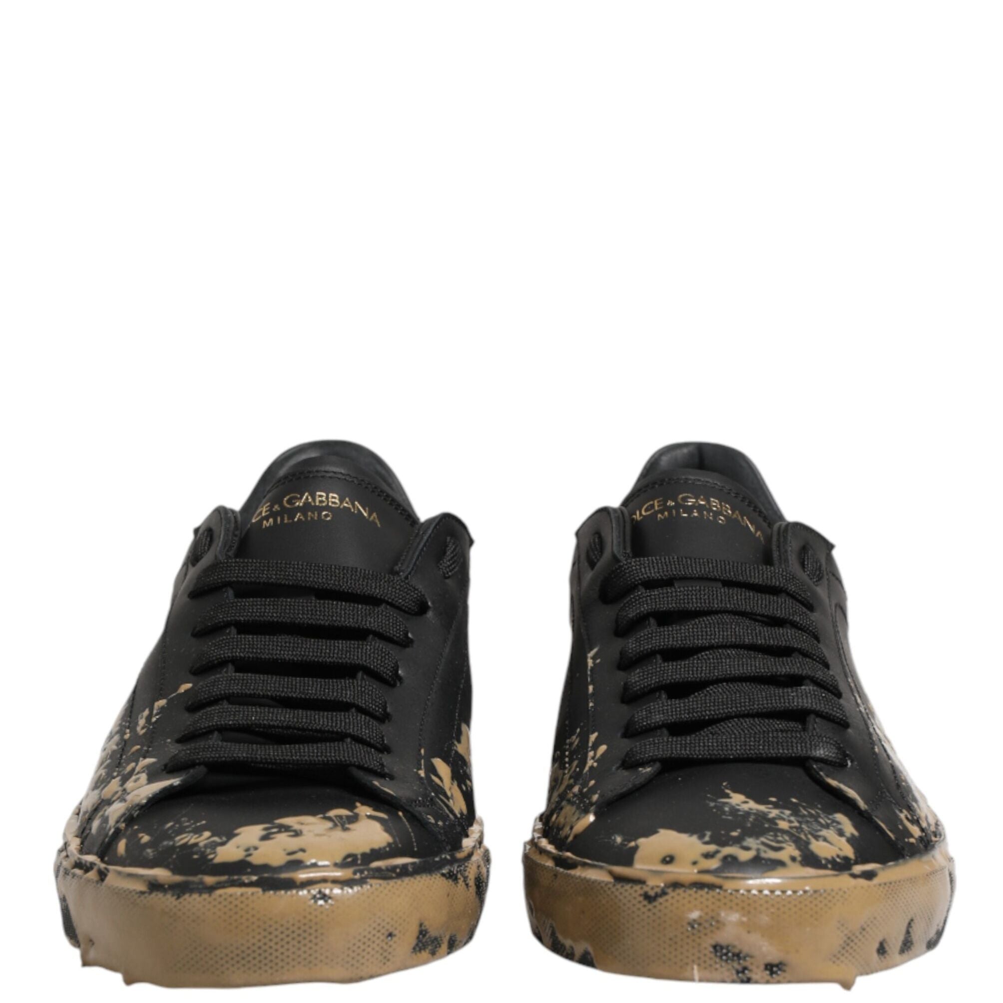 Dolce & Gabbana Black Portofino Mud Effect Low Top Sneakers Shoes