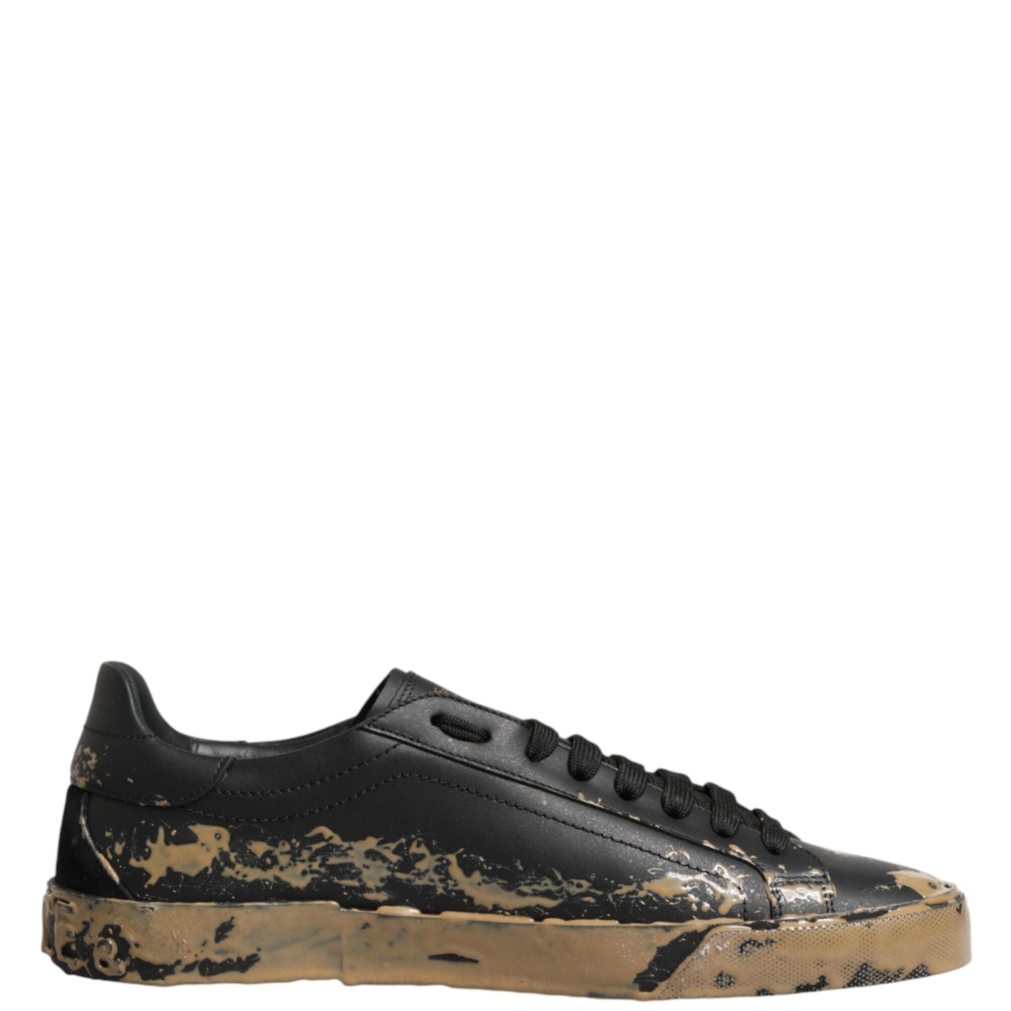Dolce & Gabbana Black Portofino Mud Effect Low Top Sneakers Shoes