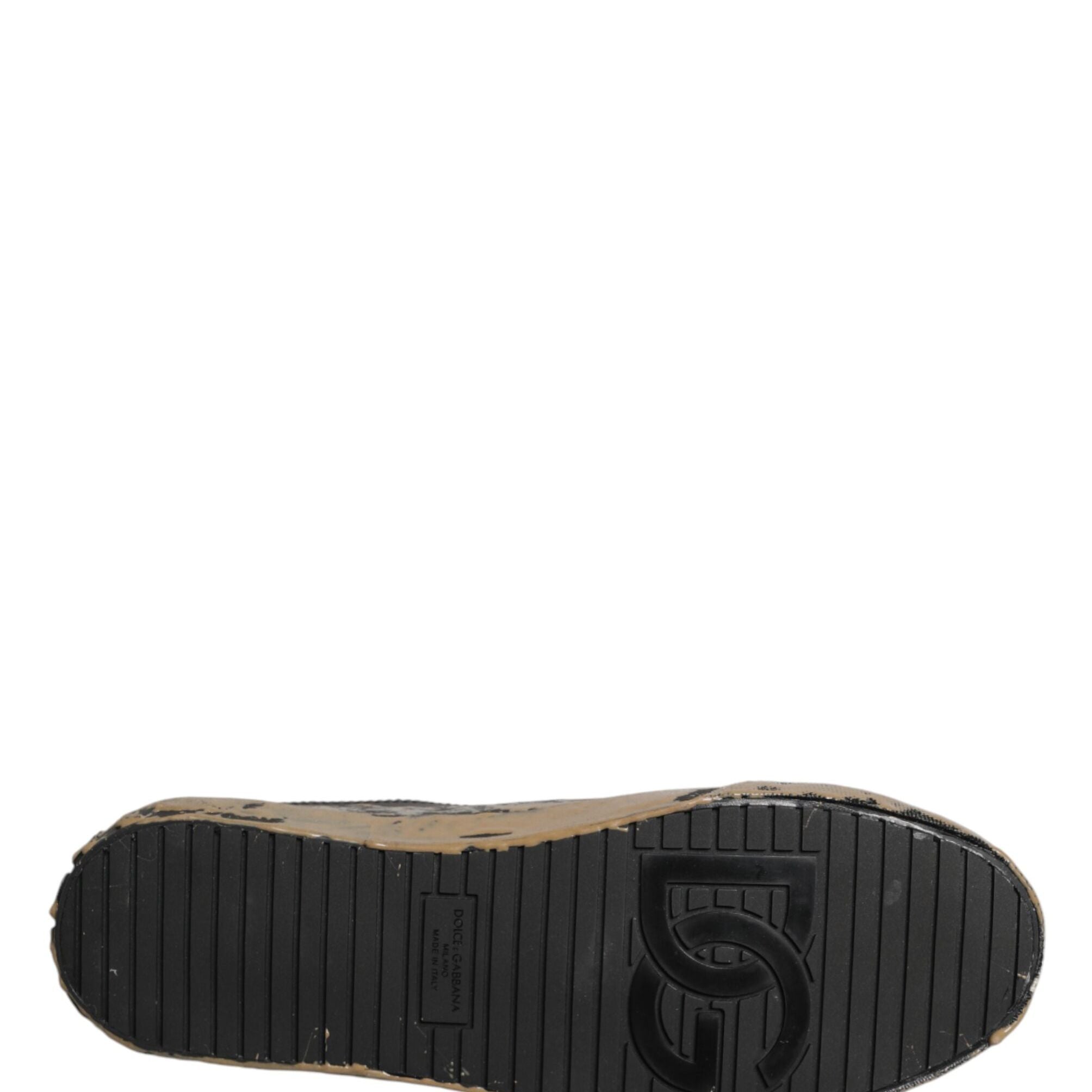 Dolce & Gabbana Black Portofino Mud Effect Low Top Sneakers Shoes