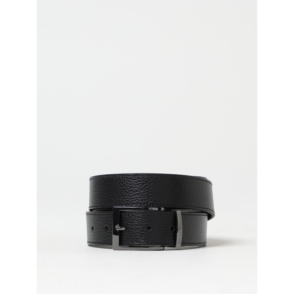 Emporio Armani Black Leather Regular Belt
