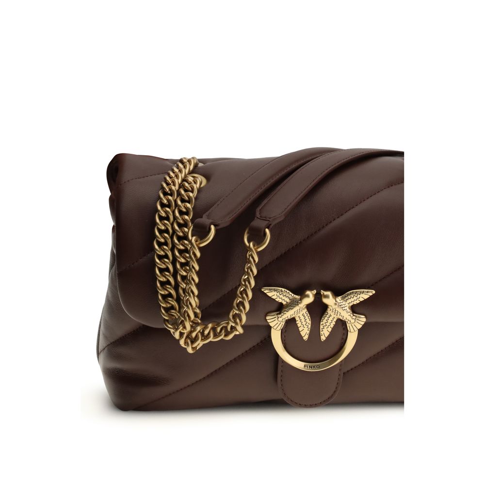 PINKO Brown Calf Leather Bos Taurus Shoulder Bag