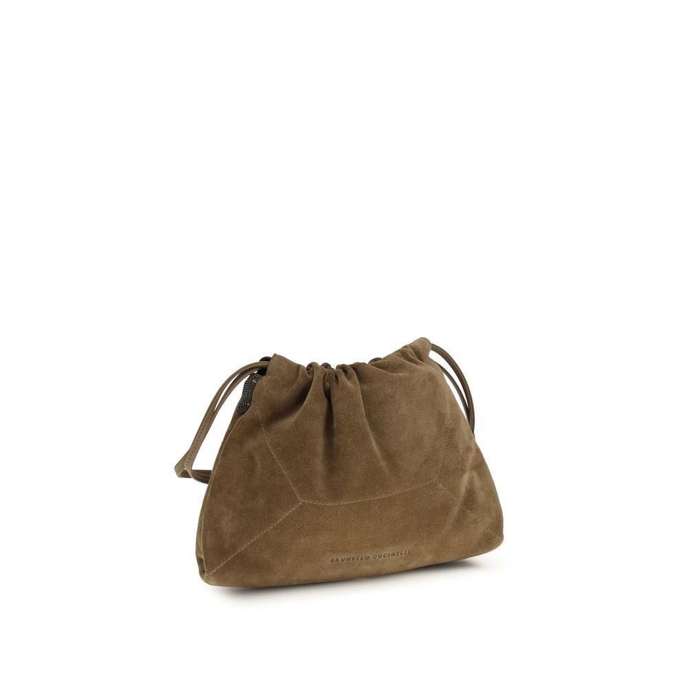 Brunello Cucinelli Brown Calf Leather Bos Taurus Clutch Bag