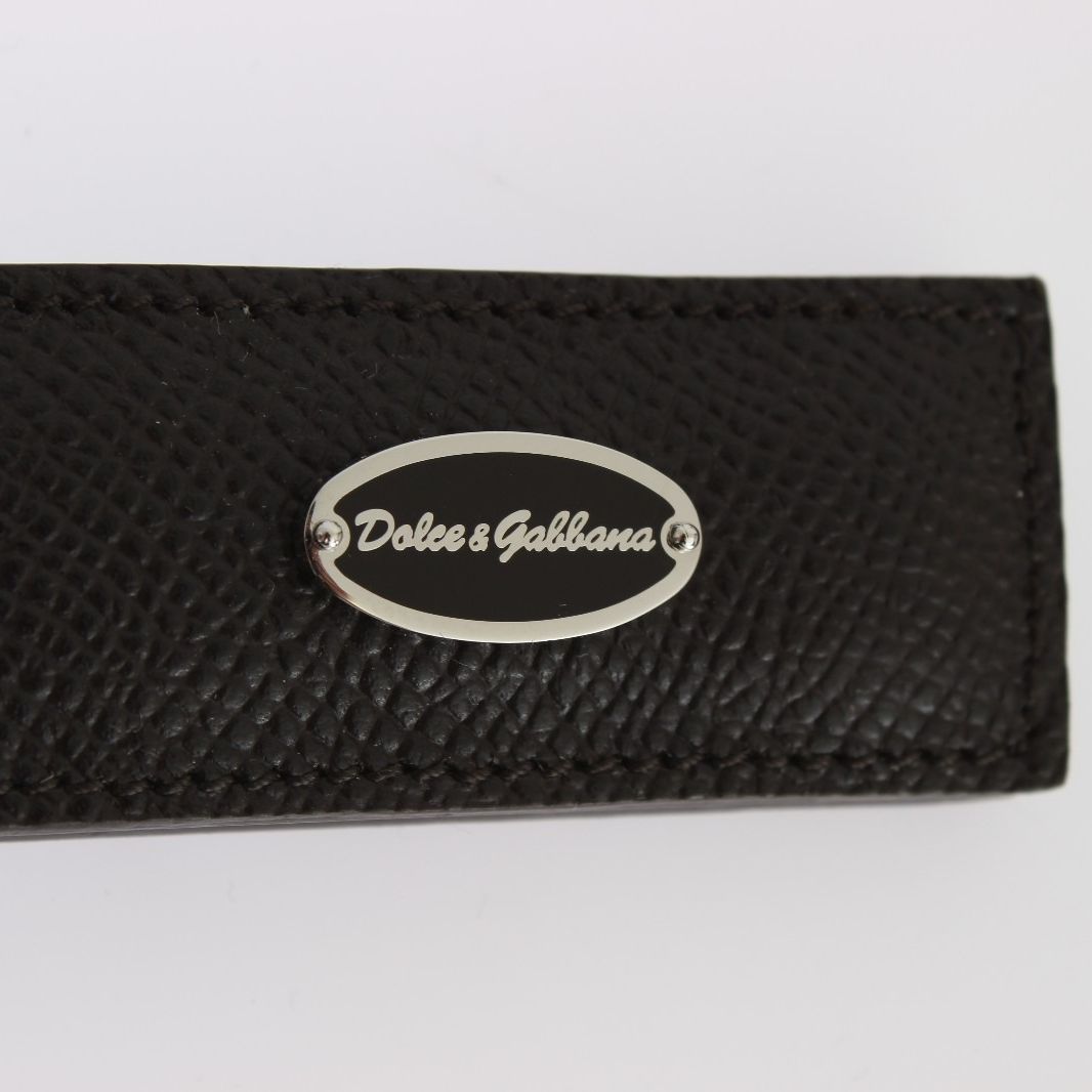 Dolce & Gabbana Brown Leather Magnet Mens Money Bar Clasp Money Cash Clip