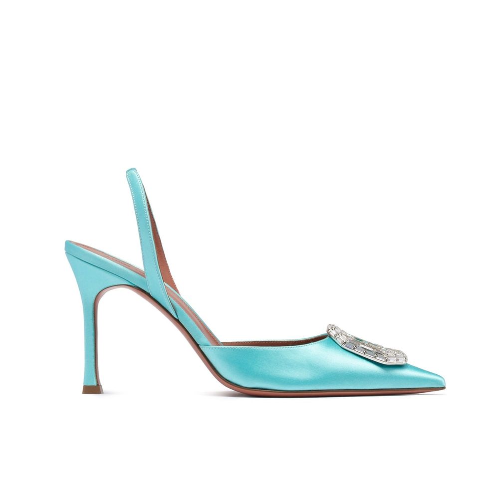 Amina Muaddi Bicolor Silk Pumps