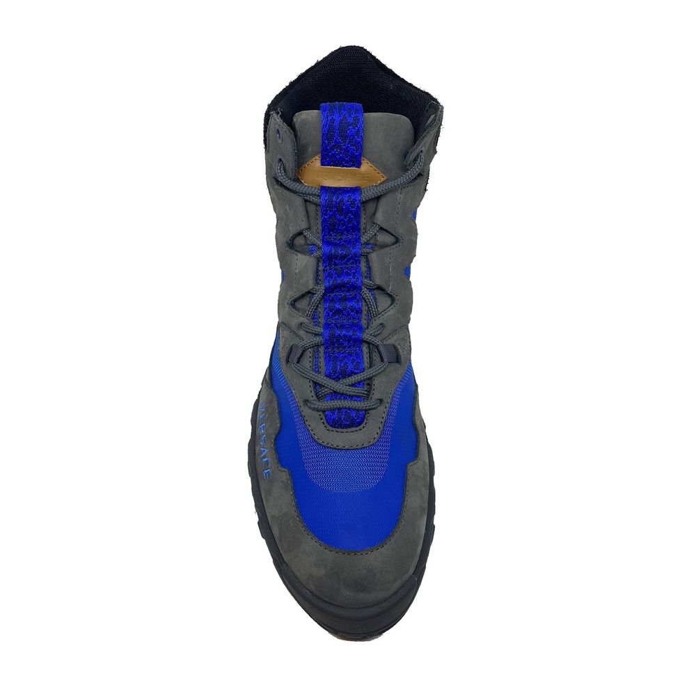Versace Gray Leather Lace-Up Boots