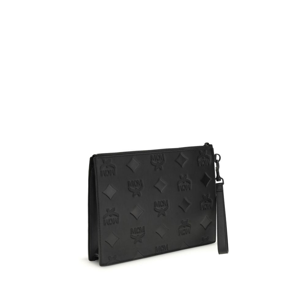 MCM Black Calf Leather Bos Taurus Clutch Bag