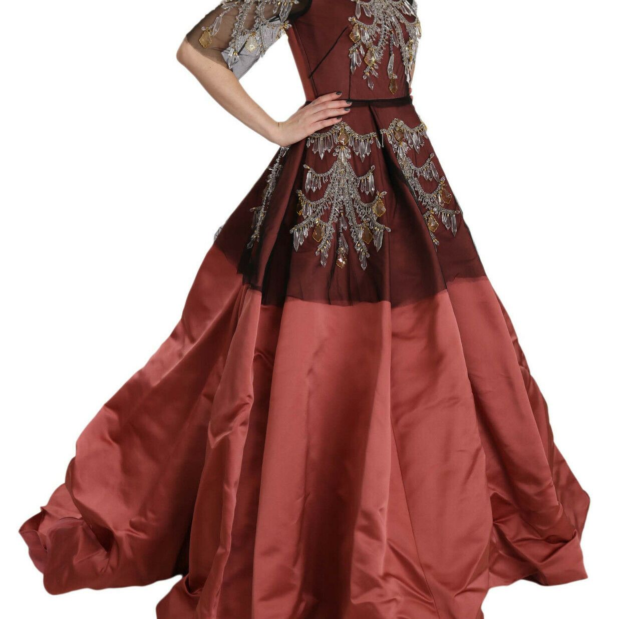 Dolce & Gabbana Crystal Chandelier Silk Princess Gown Dress