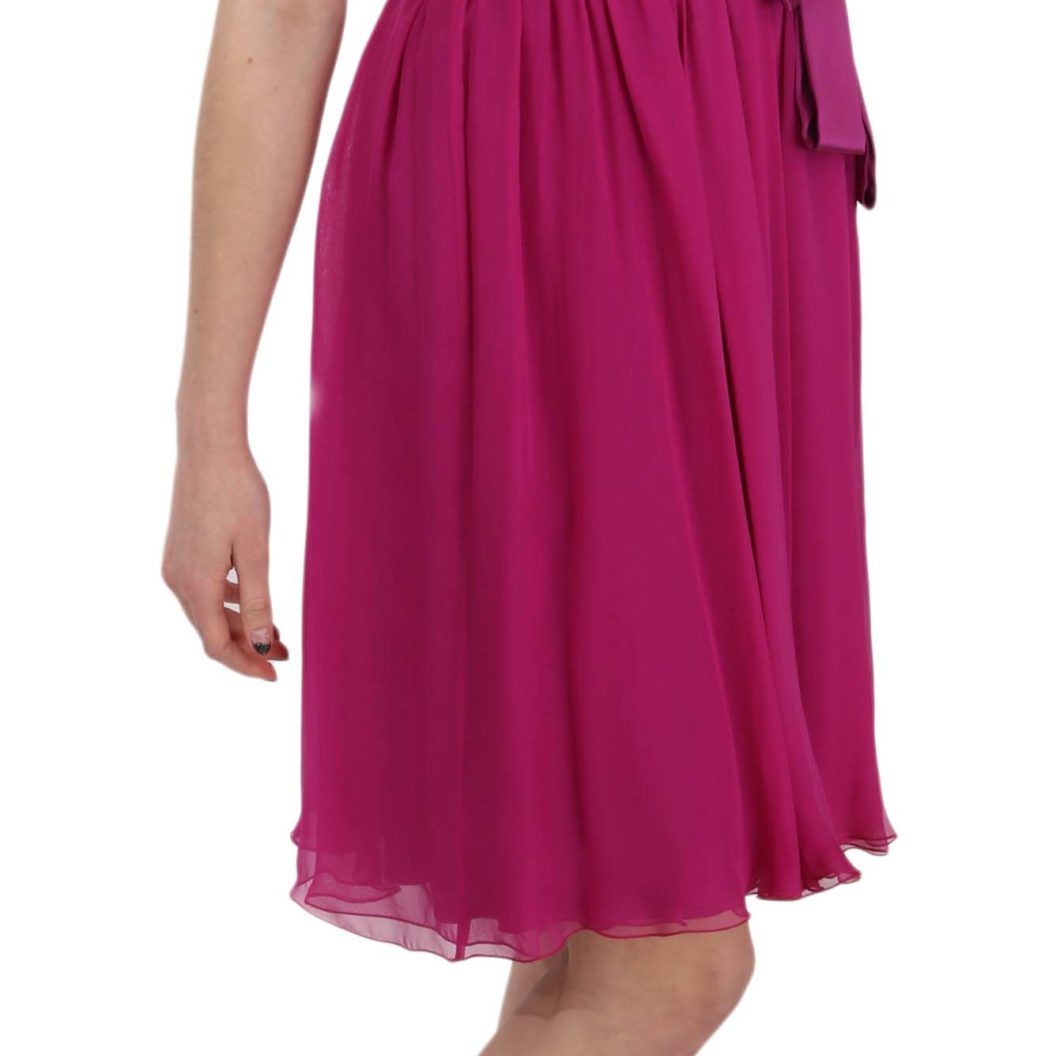 Dolce & Gabbana Fuchsia Pink Bow Silk Sleeveless Dress
